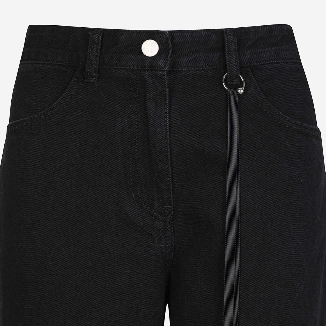윤세 우먼 피어스드 커브드 데님 블랙(Yunse Women Pierced Curved Denim Black) - 3