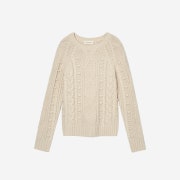 Kindersalmon Women Cable Bulky Sweater Dove