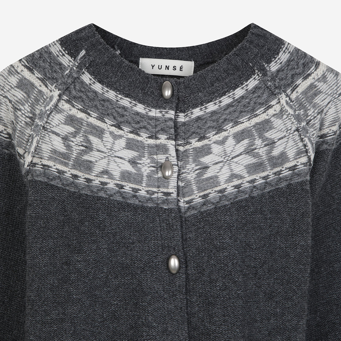 윤세 우먼 노르딕 가디건 차콜(Yunse Women Nordic Cardigan Charcoal) - 3
