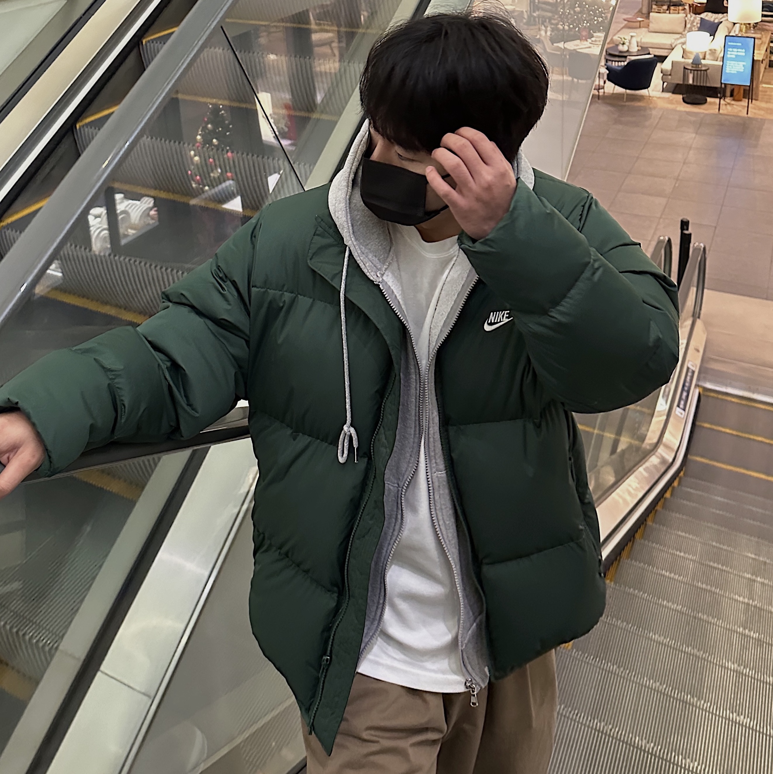 Nike NSW Puffer Jacket Fir - Asia 착용 스타일 - 1