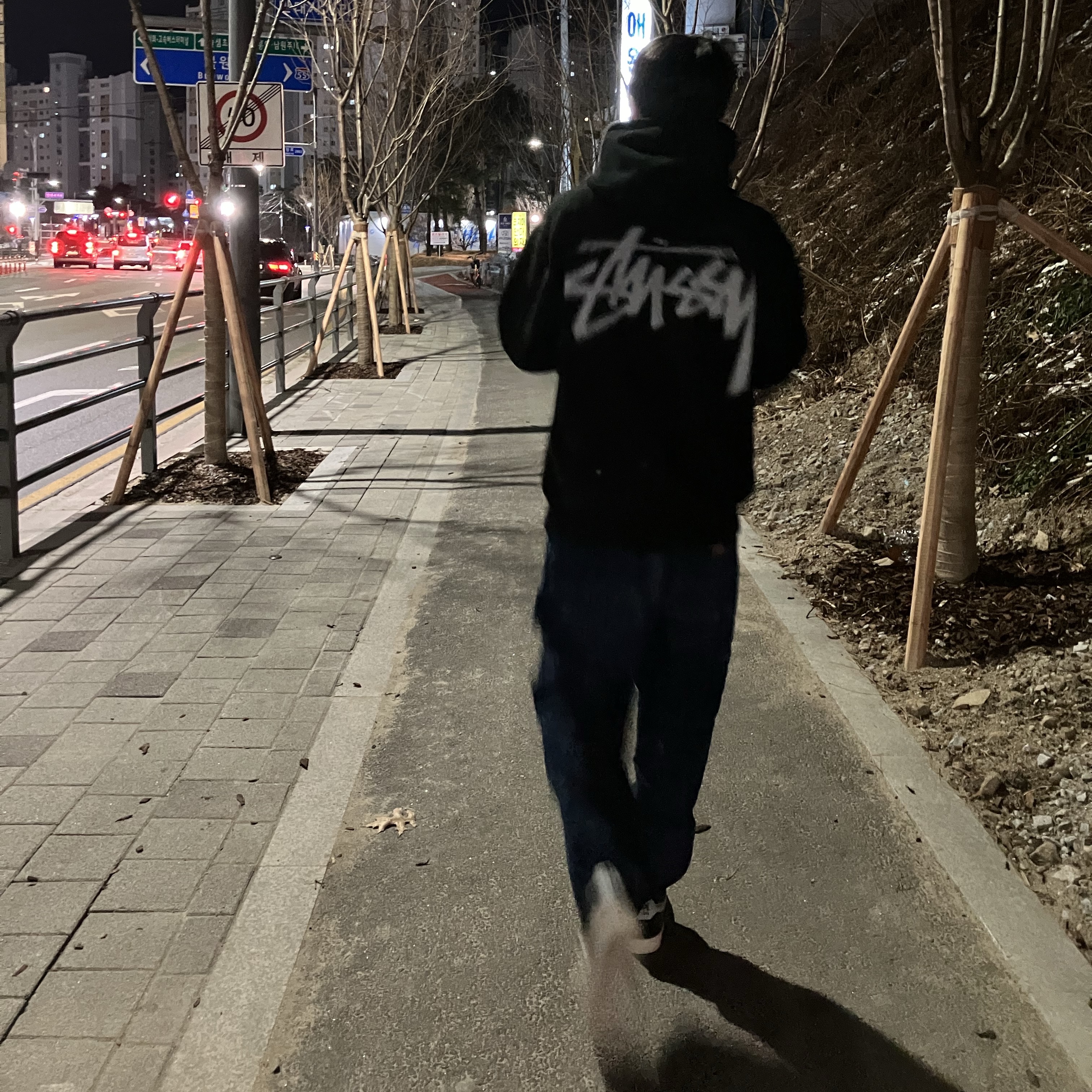 Stussy Dizzy Stock Hoodie Black 착용 스타일