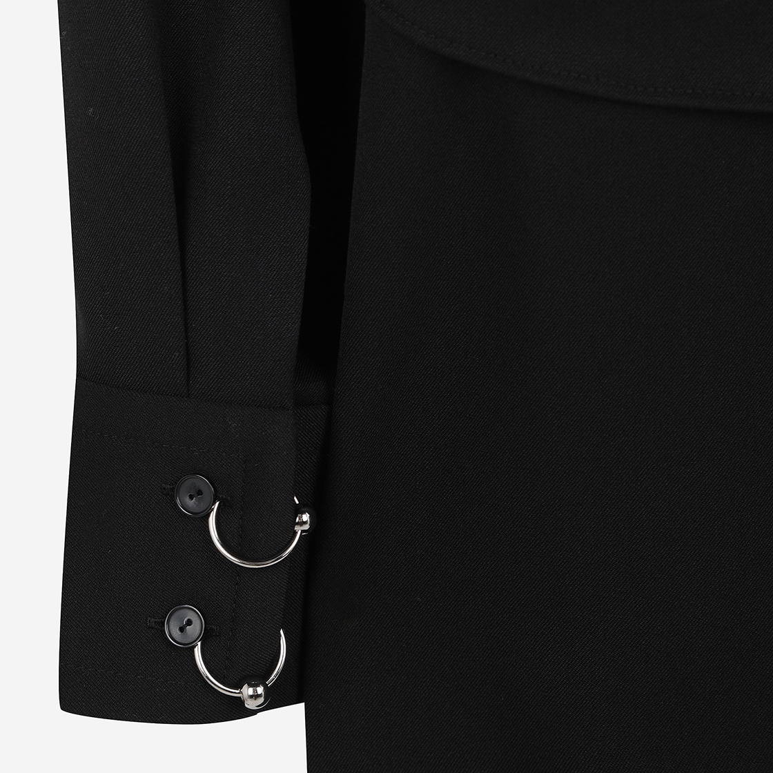 윤세 우먼 에크루 랩 드래스 블랙(Yunse Women Ecru Wrap Dress Black) - 5