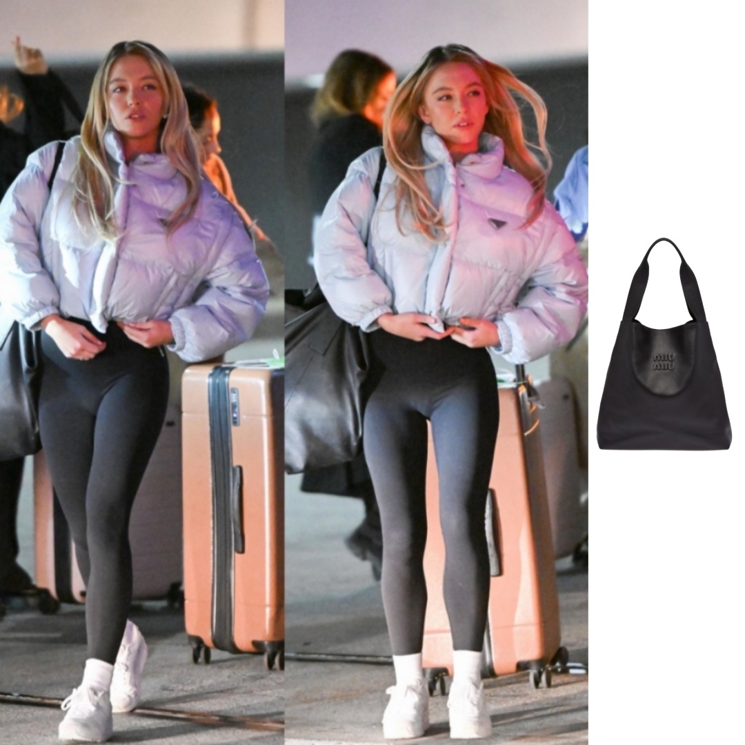 (W) Prada Re-Nylon Cropped Convertible Down Jacket Sky Blue 착용 스타일 - 1