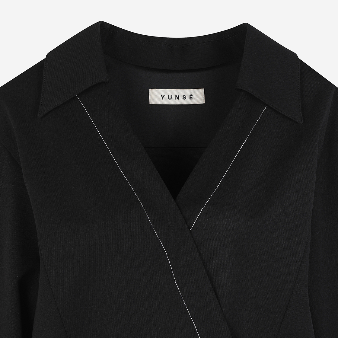 윤세 우먼 에크루 랩 드래스 블랙(Yunse Women Ecru Wrap Dress Black) - 3