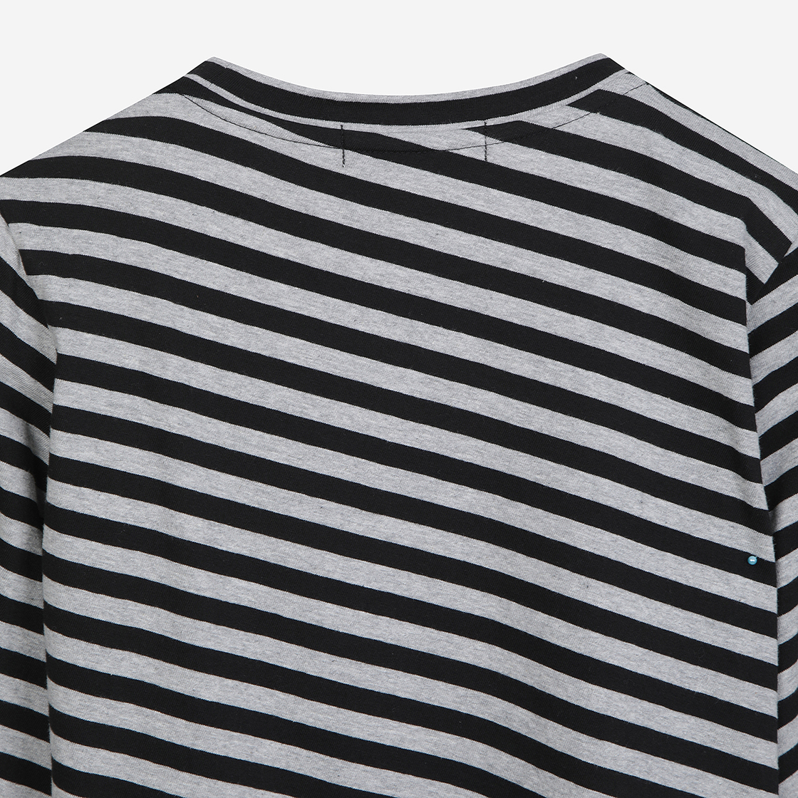 윤세 우먼 해치 스트라이프 티셔츠 그레이(Yunse Women Hatch Stripe T-Shirt Grey) - 6