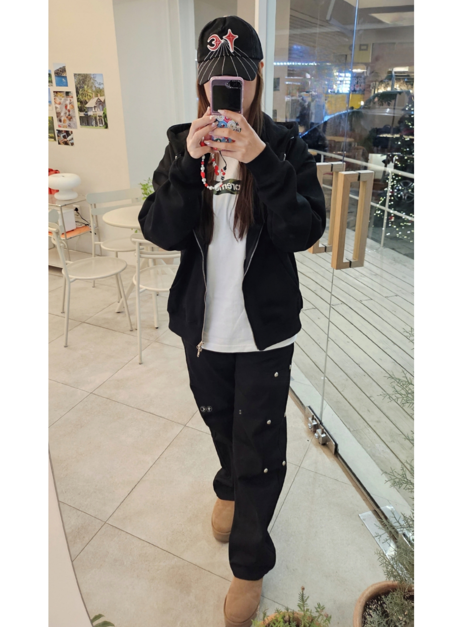 Thug Club Thug Pants (2) Black, Thug Club TC Rise Cap Black 착용 스타일