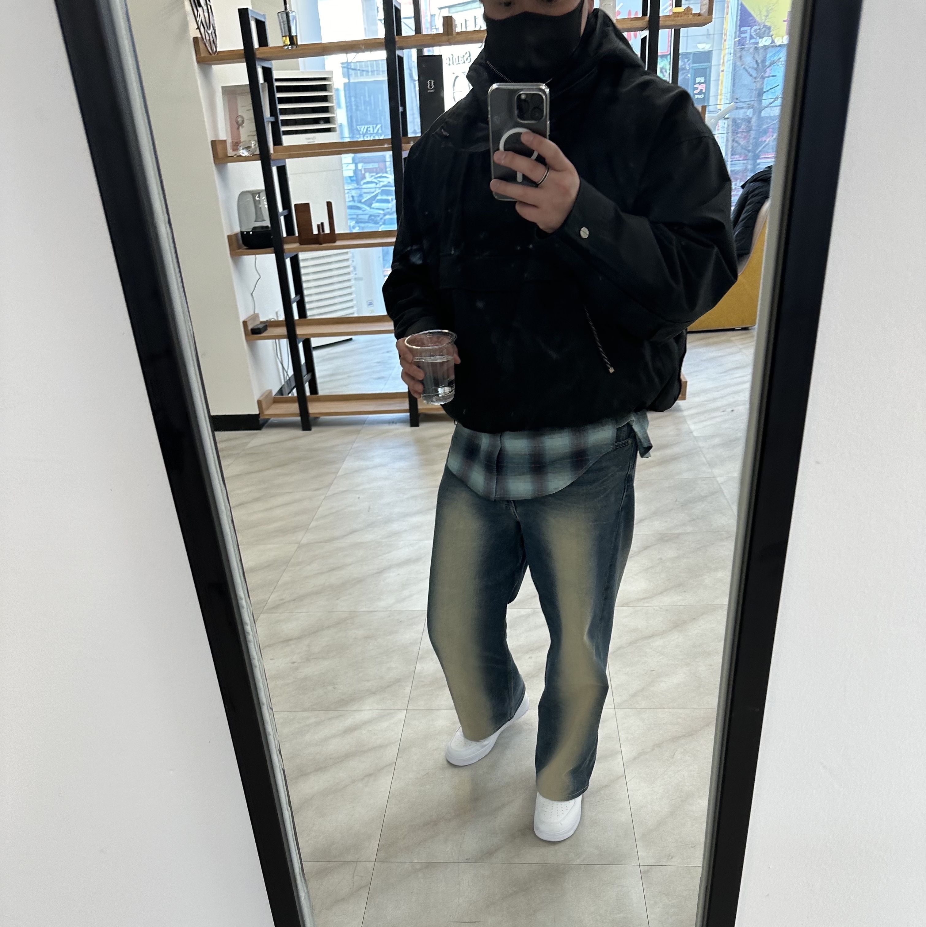 Wooyoungmi Nylon Anorak Jumper Black - 22FW, Wooyoungmi Treasure Cushion Band Ring Silver 착용 스타일