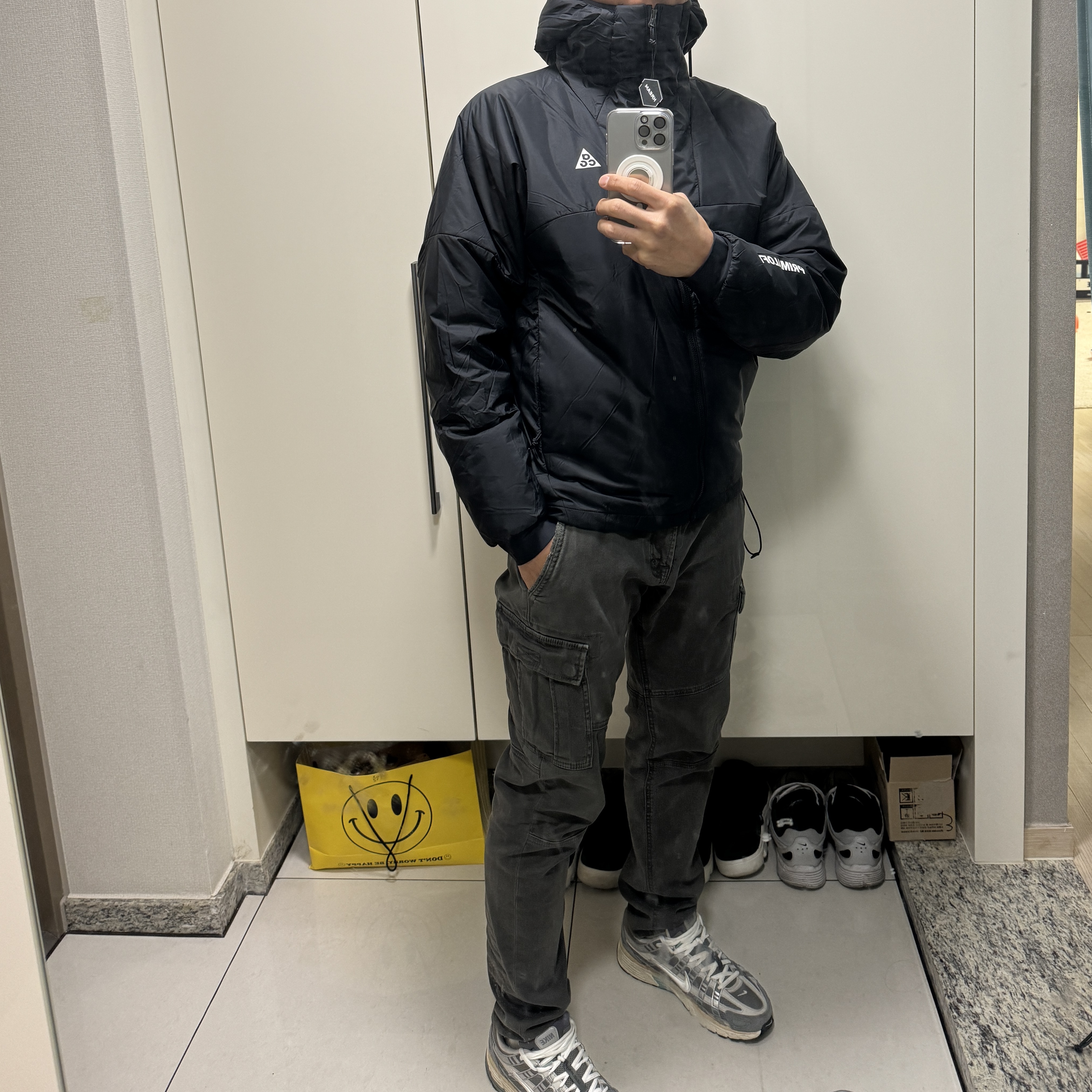 Nike ACG Therma-Fit ADV Rope De Dope Full Zip Jacket Black Summit White - Asia, Nike P-6000 Flat Pewter Light Iron Ore 착용 스타일 - 5
