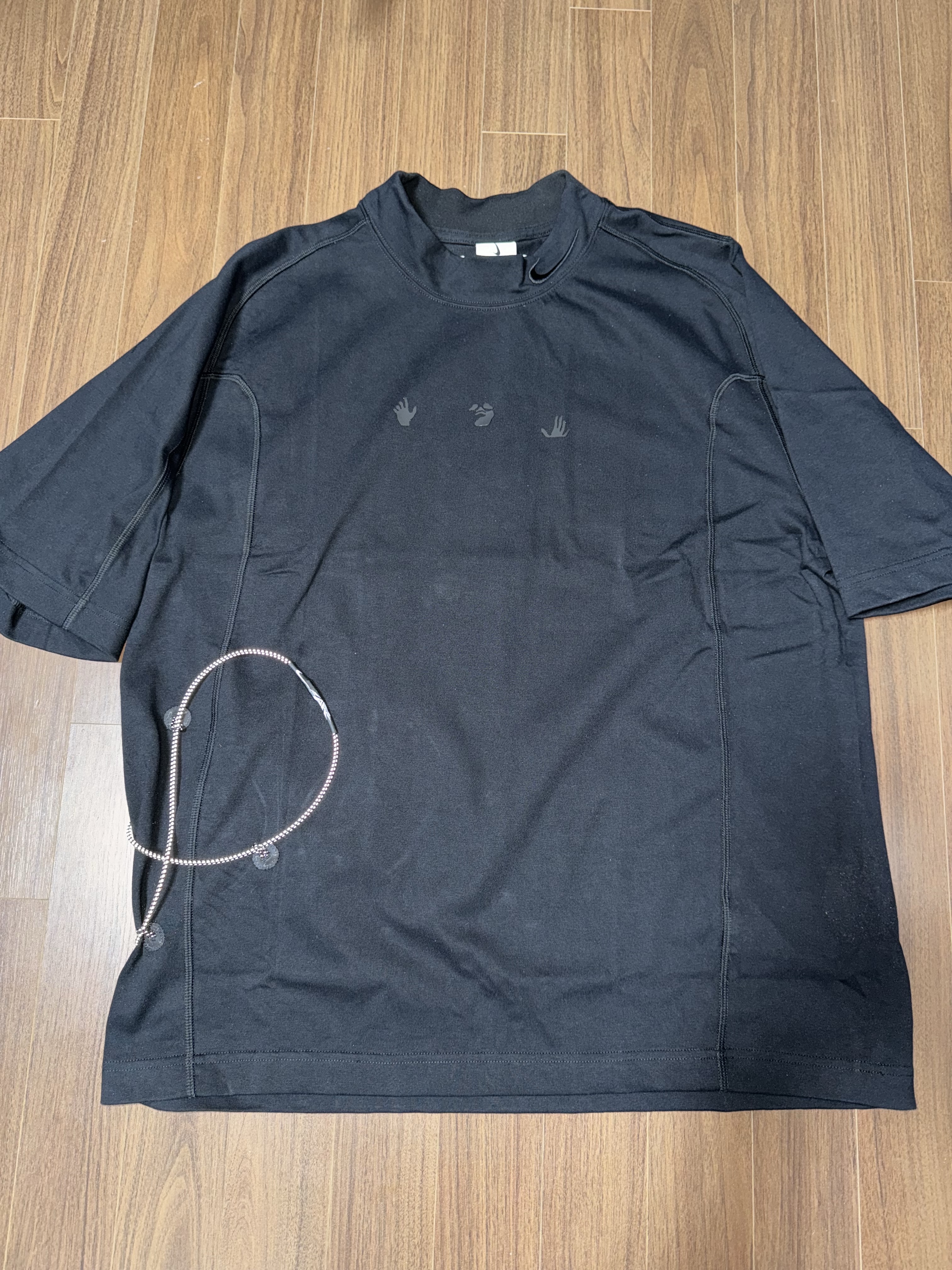 Nike x Off-White Mock Neck Short Sleeve Top Black - Asia 착용 스타일