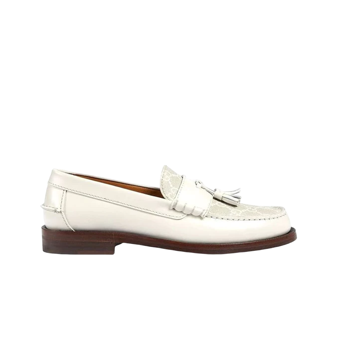 (W) 구찌 GG 슈프림 태슬 로퍼 화이트((W) Gucci GG Supreme Tassel Loafer White) - 1
