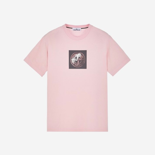스톤 아일랜드 2NS83 코튼 저지 가먼트 다이드 인스티투셔널 원 프린트 숏슬리브 티셔츠 핑크 - 24SS