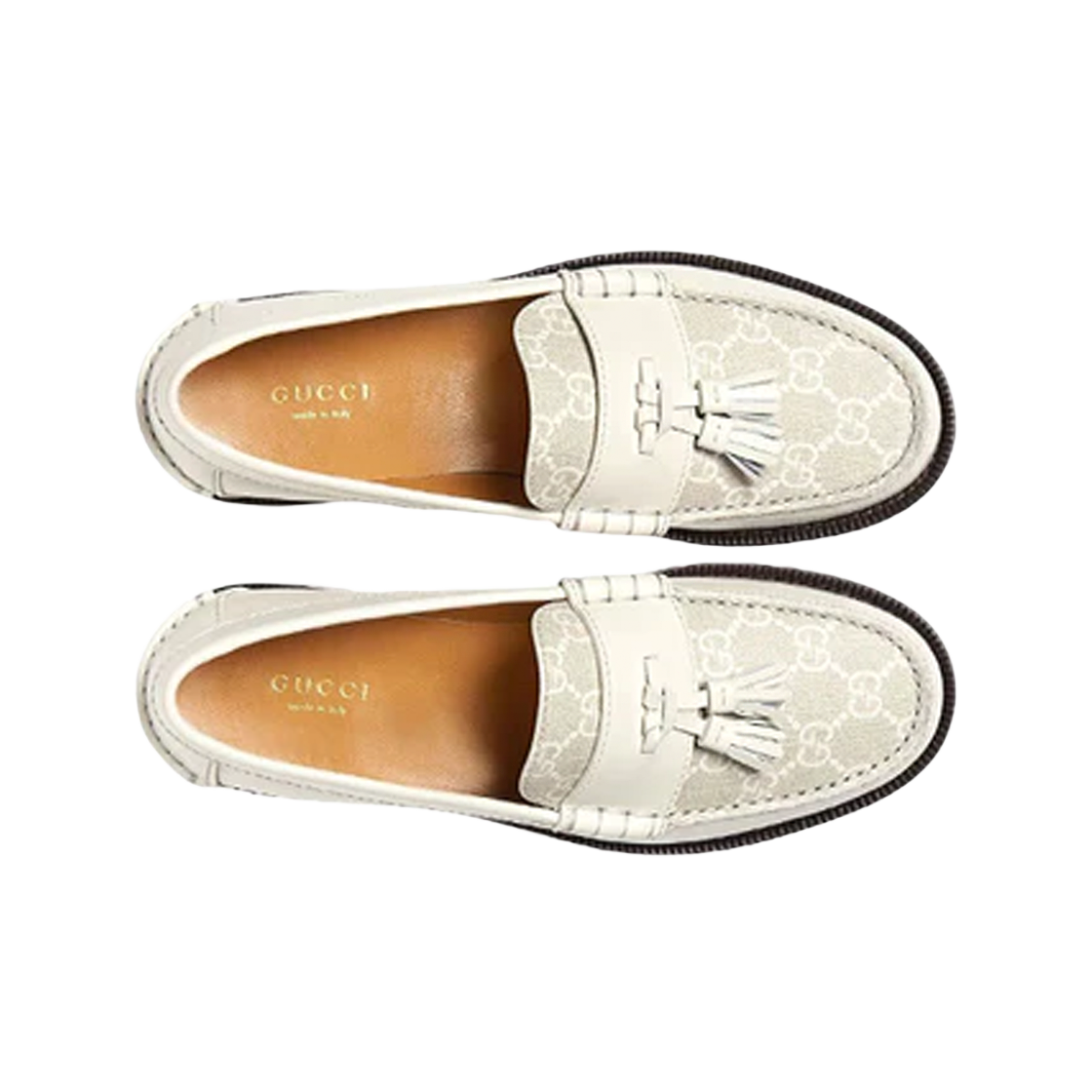 (W) 구찌 GG 슈프림 태슬 로퍼 화이트((W) Gucci GG Supreme Tassel Loafer White) - 2