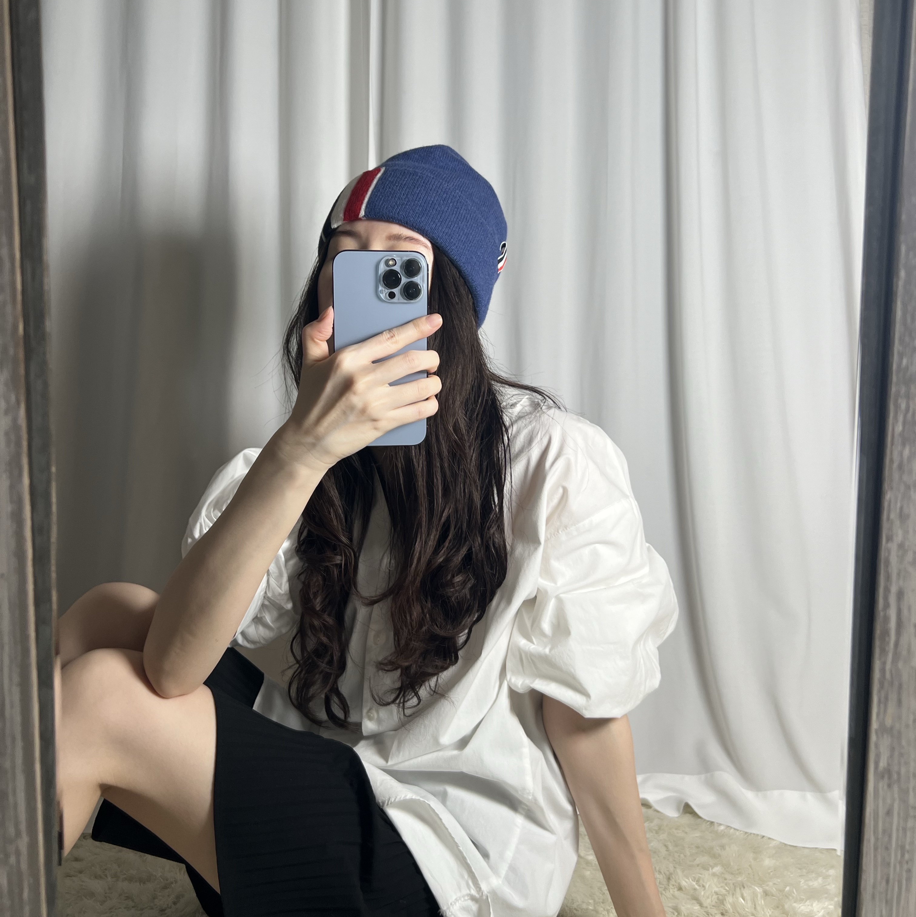 Thom Browne Medium Jersey Stitch Superfine Merino Wool Intarsia Stripe Hat Dark Blue, Thom Browne Medium Jersey Stitch Superfine Merino Wool Intarsia Stripe Hat Medium Grey 착용 스타일