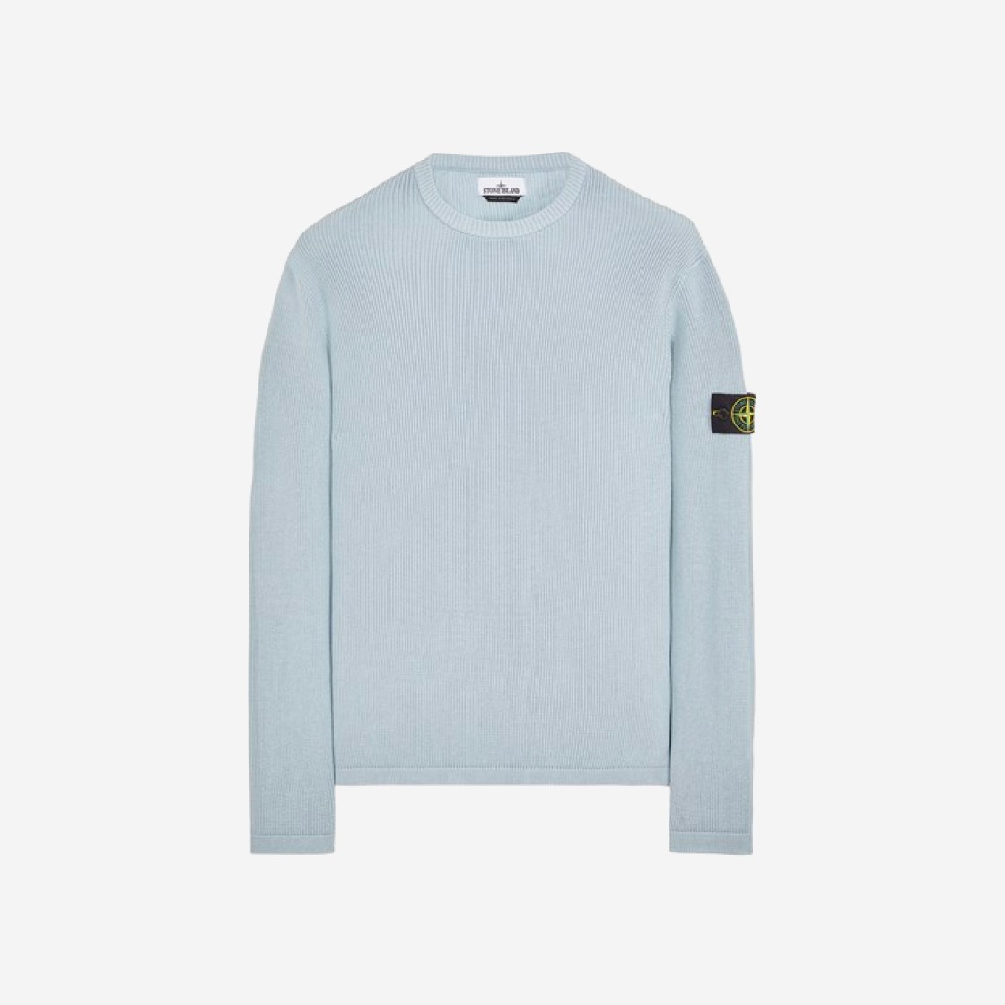 Stone Island 514D8 Ribbed Soft Cotton Crewneck Knit Sky Blue - 24SS 상세 이미지 1