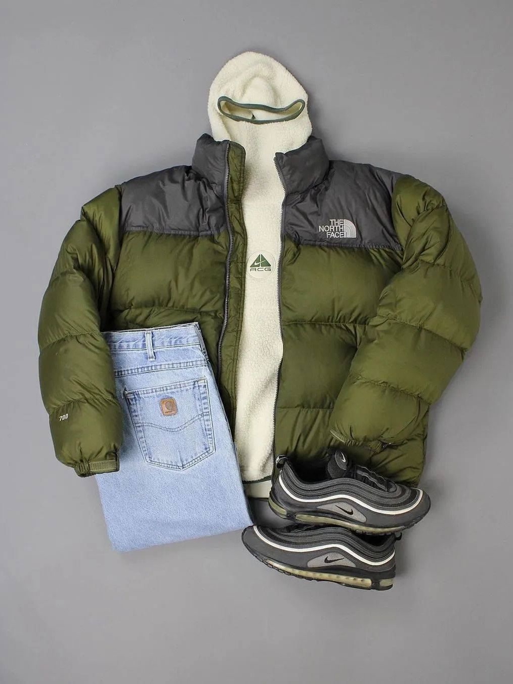 The North Face 1996 Eco Nuptse Jacket Black, The North Face 1996 Retro Nuptse Jacket Dark Oak 착용 스타일 - 4