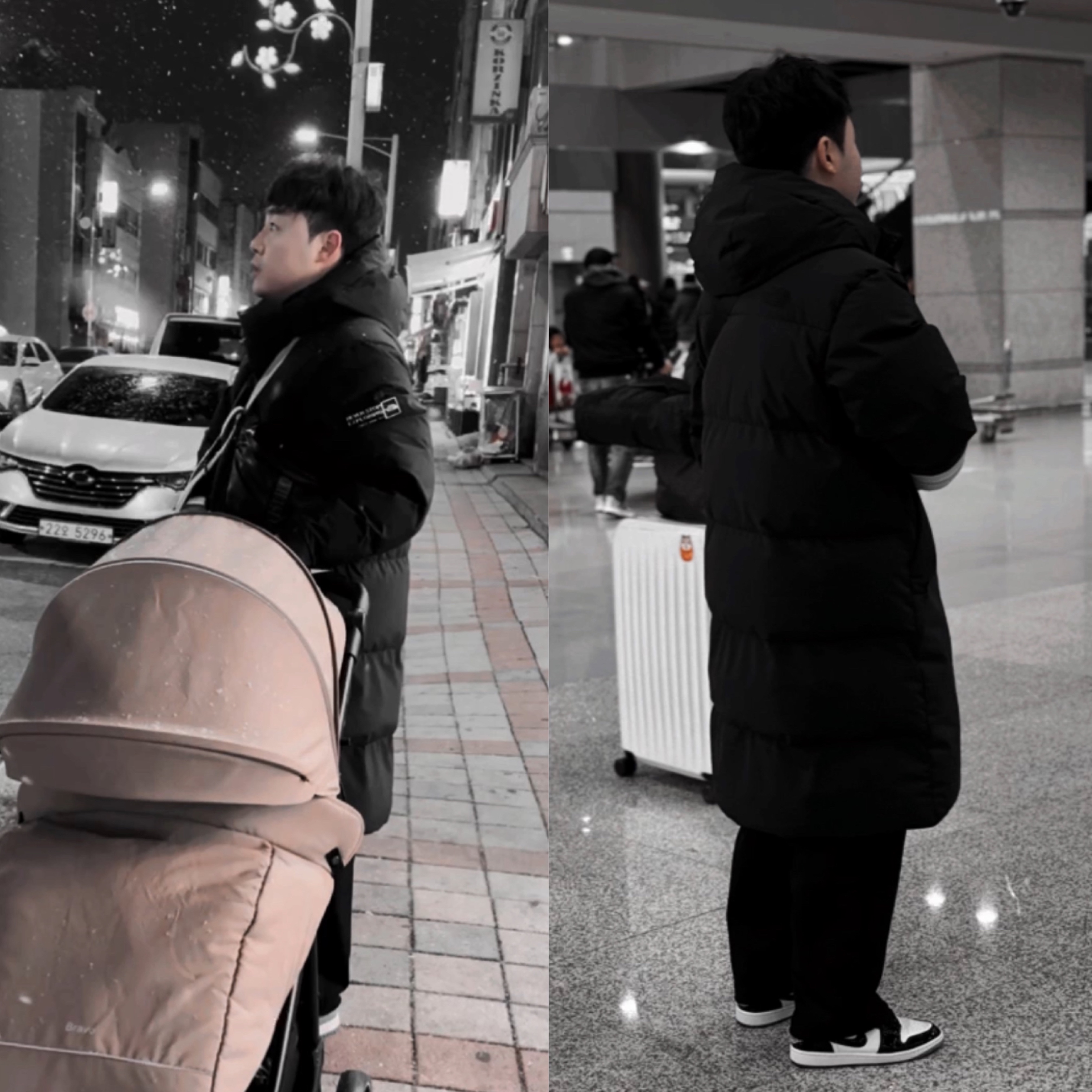 The North Face White Label Action Tech Down Coat Black, Jordan 1 Low SE Concord 착용 스타일