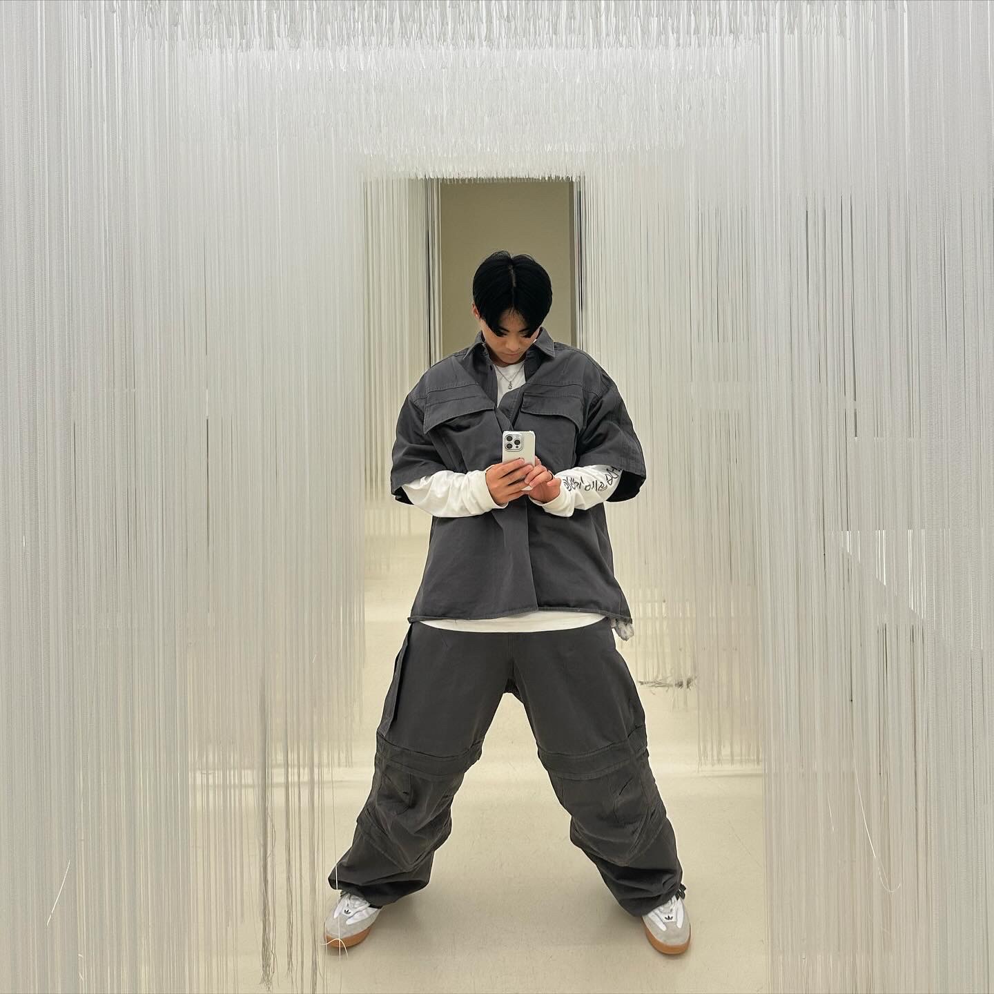 Farfromwhat Far Layered Work Pants Charcoal, Adidas Copa Nationale Millennium Cloud White Core Black 착용 스타일 - 3