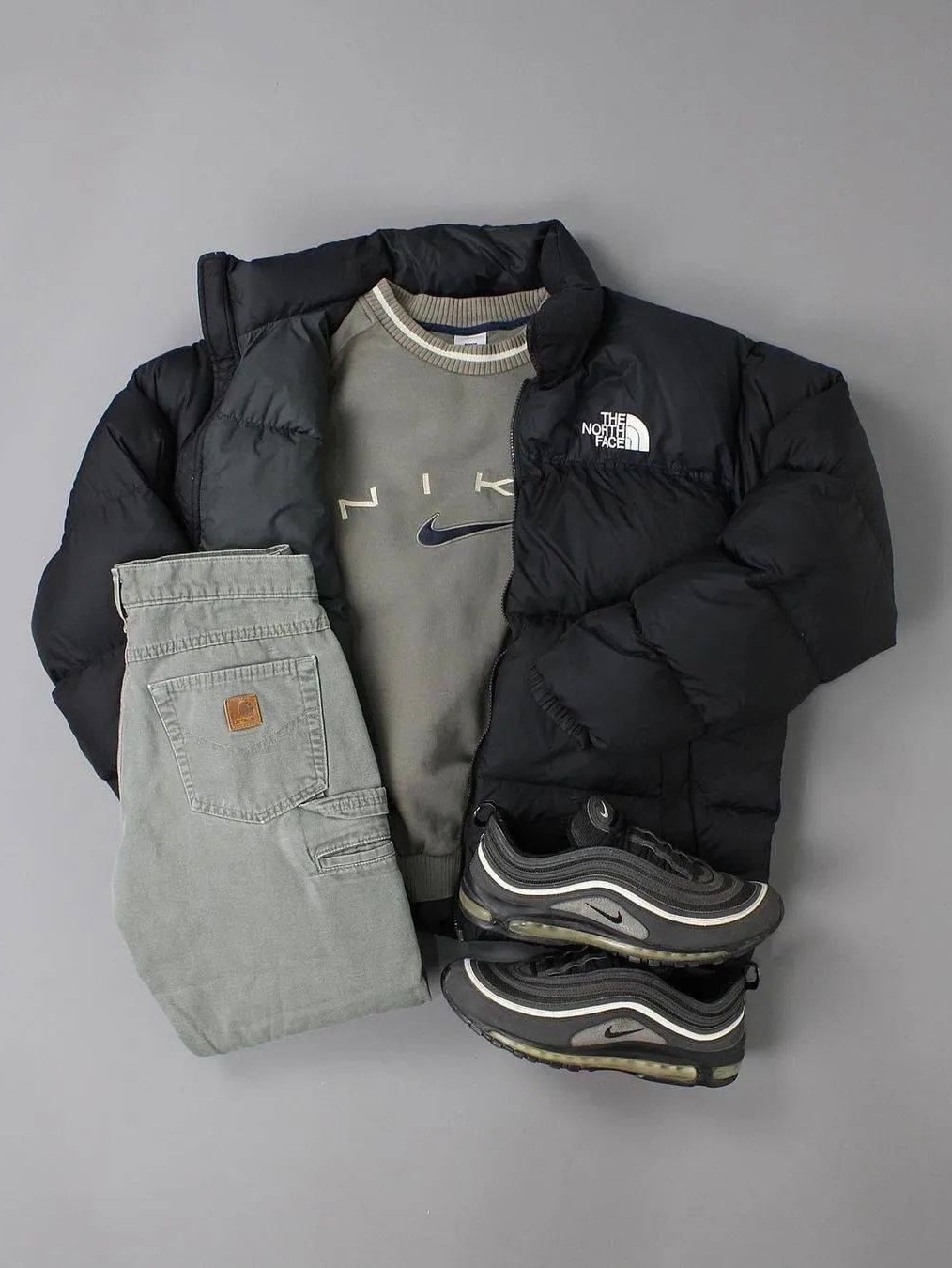 The North Face 1996 Eco Nuptse Jacket Black, The North Face 1996 Retro Nuptse Jacket Dark Oak 착용 스타일 - 2