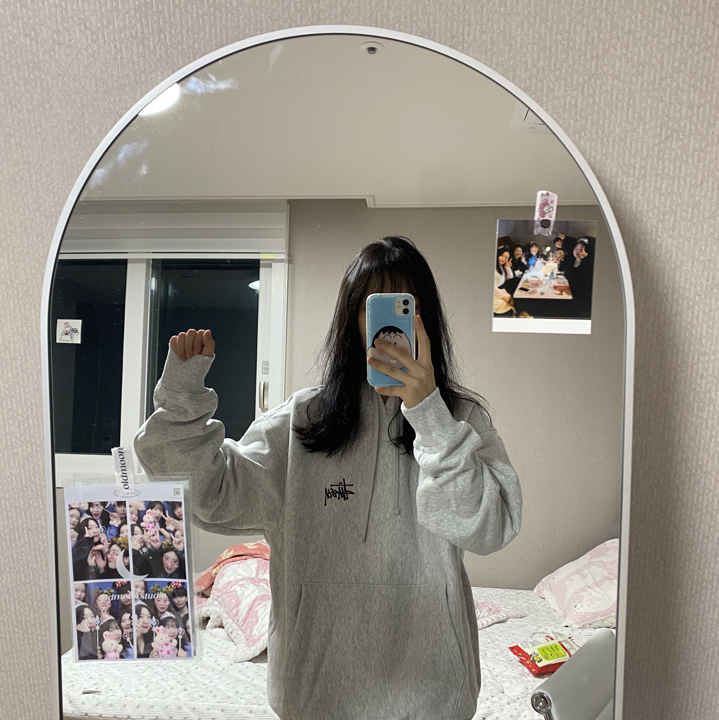 Stussy Basic Stussy Hoodie Ash Heather 2023 착용 스타일 - 1
