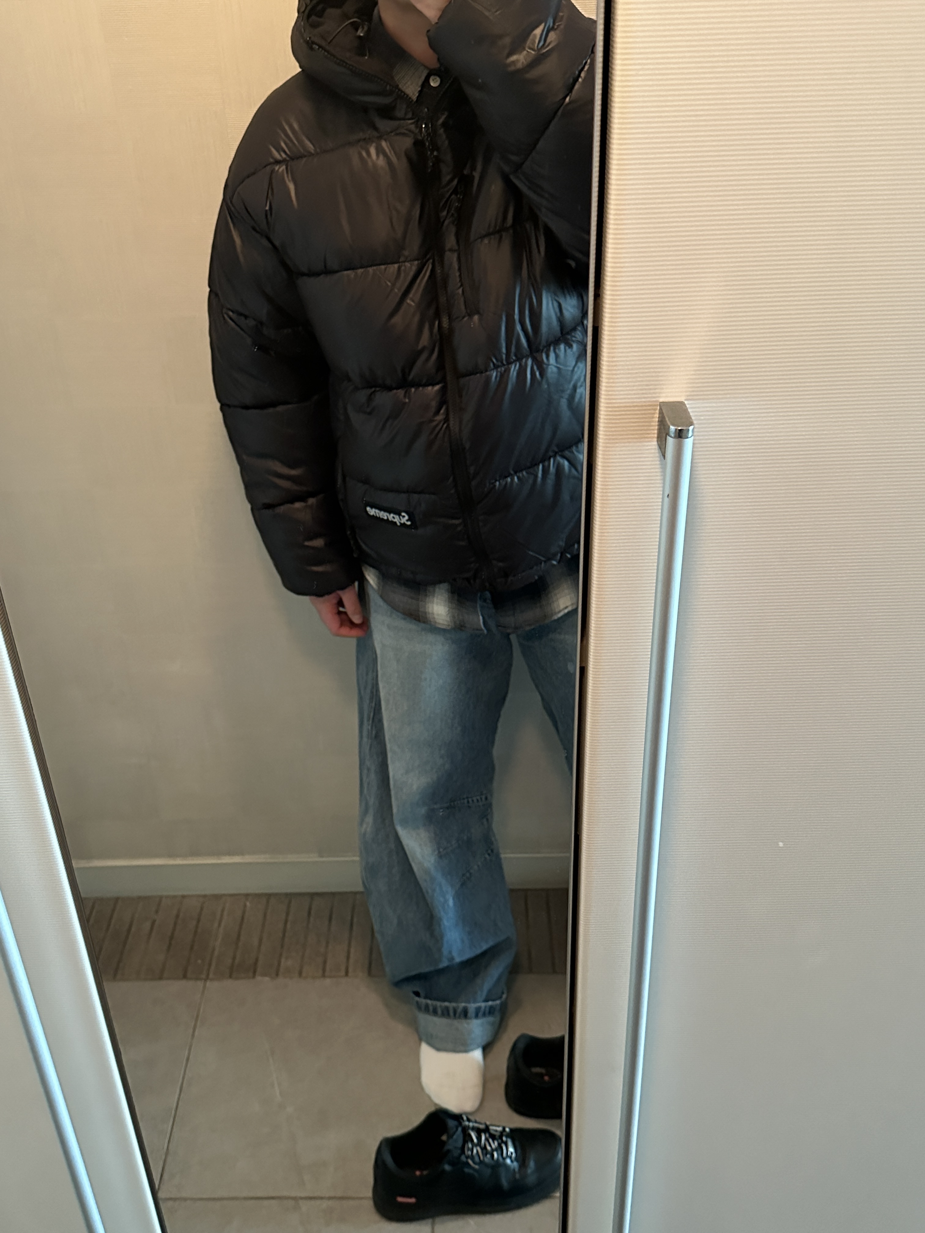 Supreme Madras Reversible Windstopper Puffer Jacket Black - 23SS, Nike x Supreme Air Force 1 Low Black 착용 스타일
