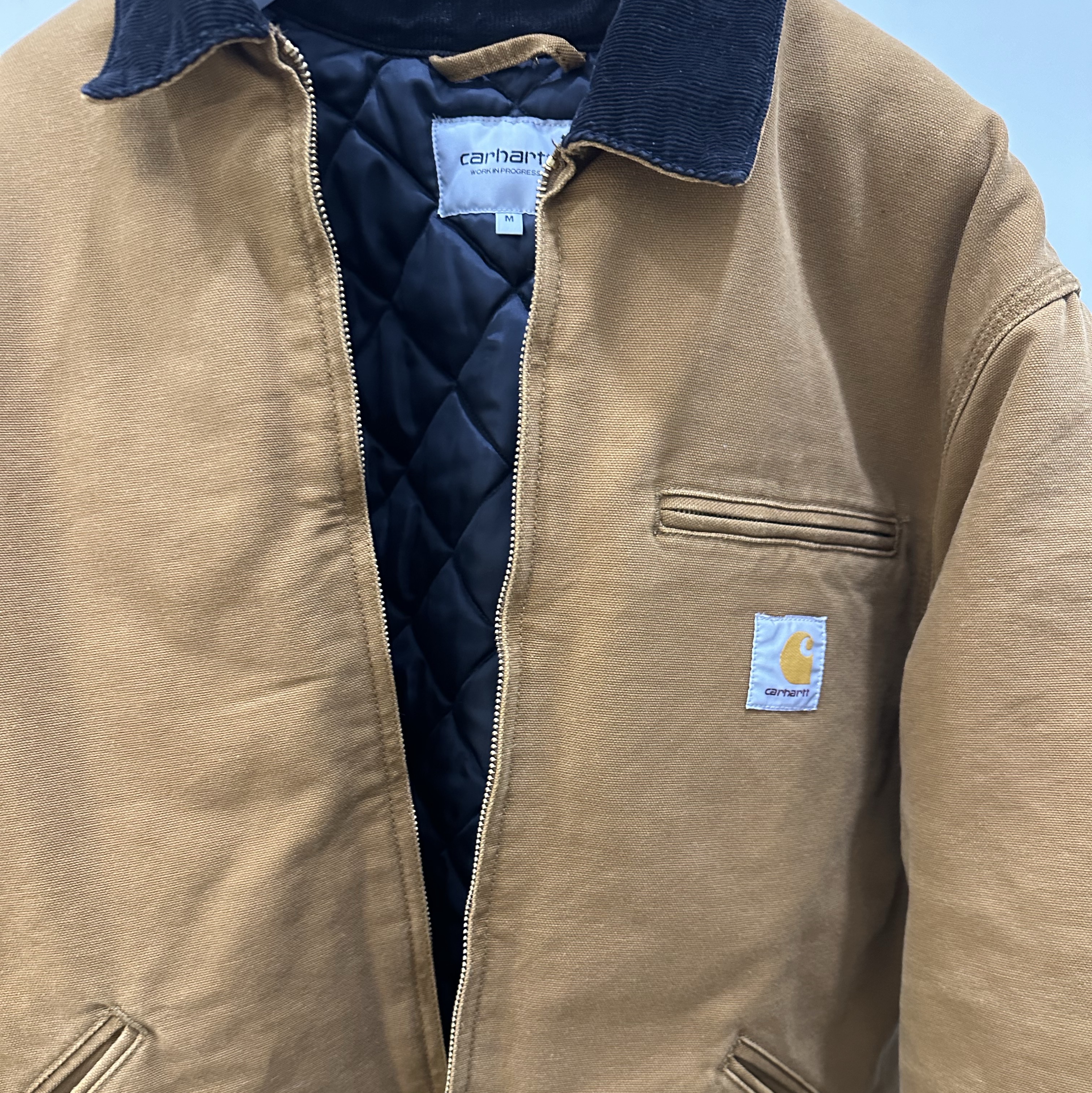 Carhartt WIP Organic Cotton Dearborn Canvas OG Detroit Jacket Deep Hamilton Brown Aged Canvas - Winter 착용 스타일