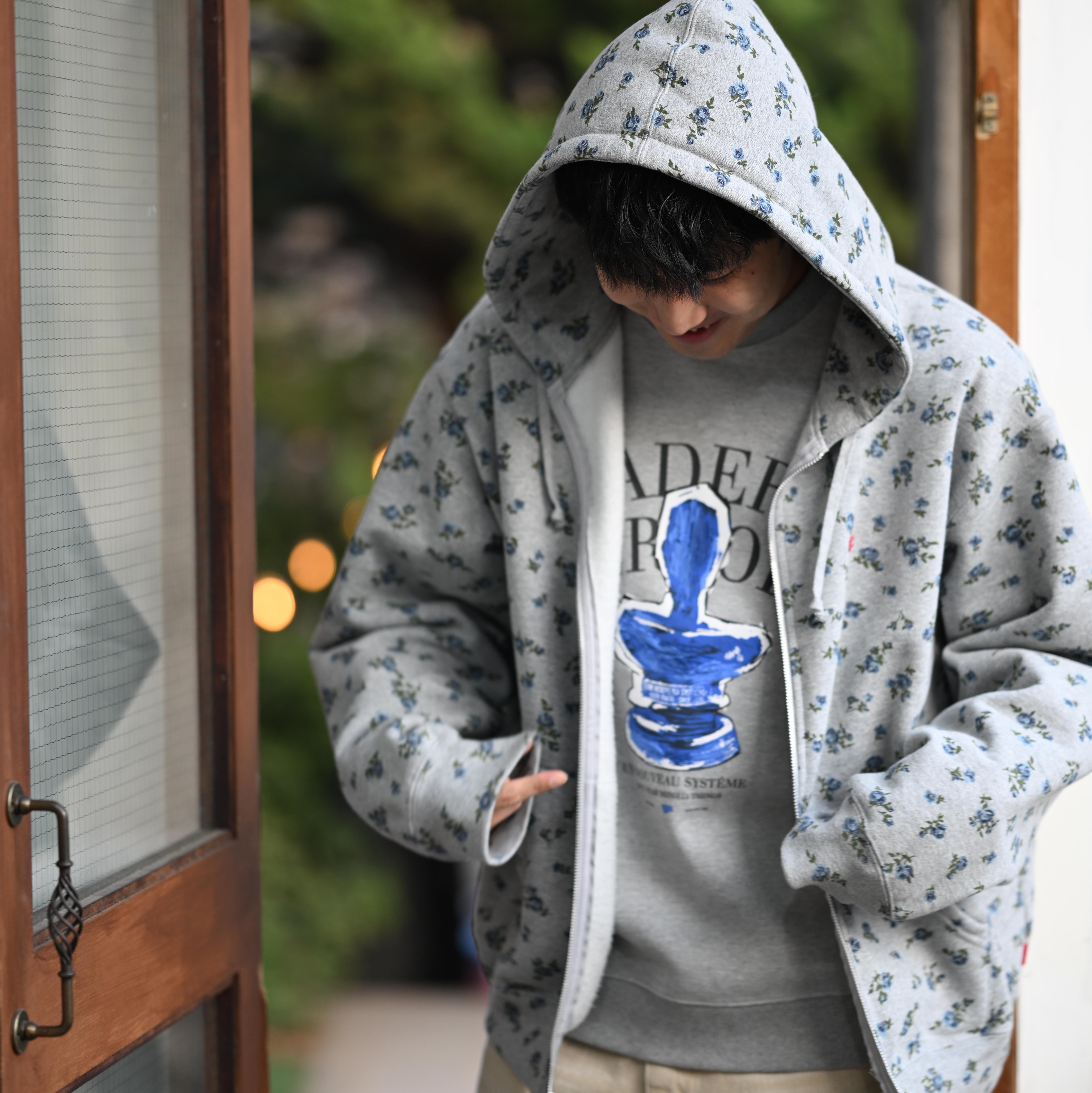 Supreme Small Box Zip Up Hooded Sweatshirt Flowers - 23FW 착용 스타일