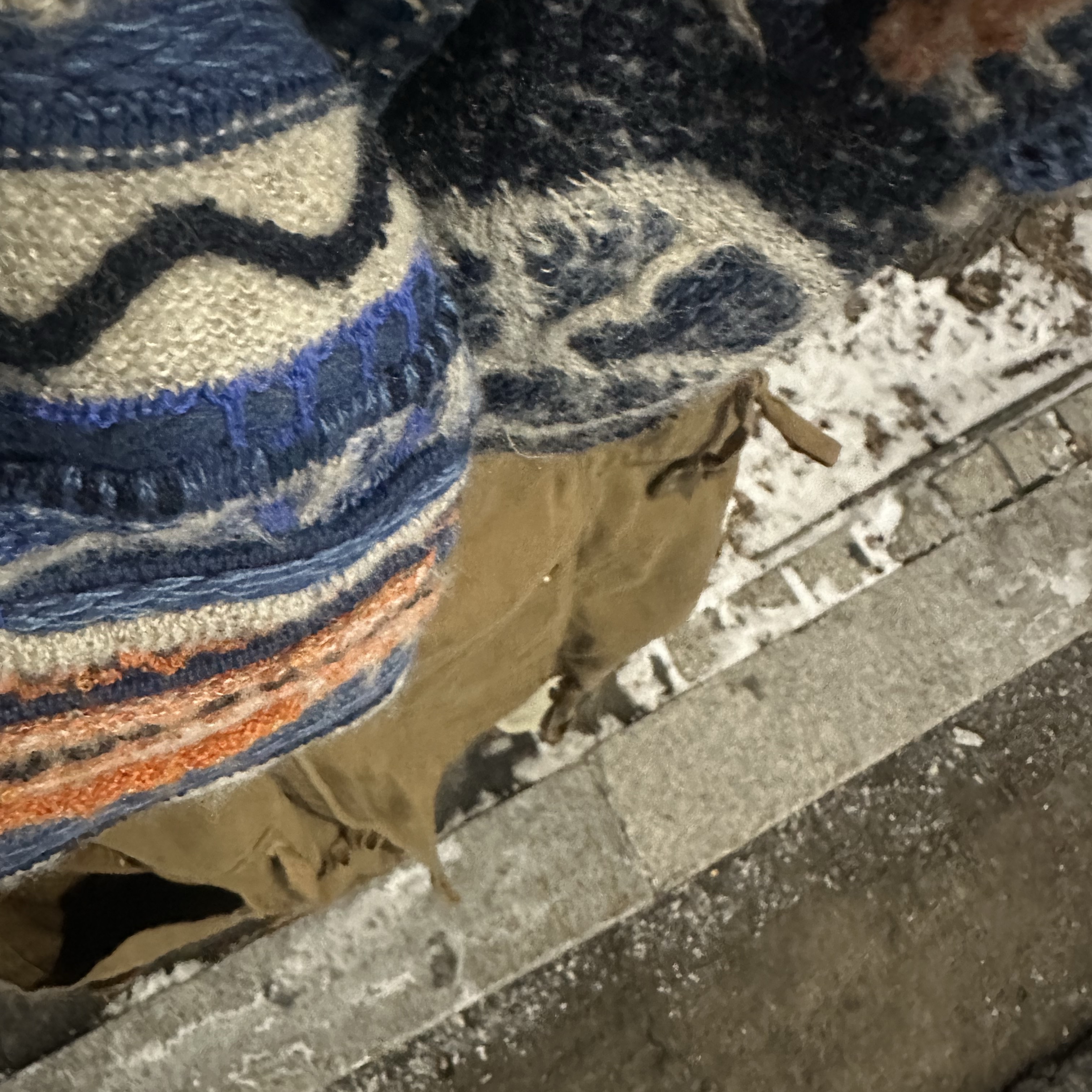 Kapital Boro Gaudy Knit Kesa Muffler Indigo, Kapital Katsuragi Brushed Ring Coat Gold 착용 스타일