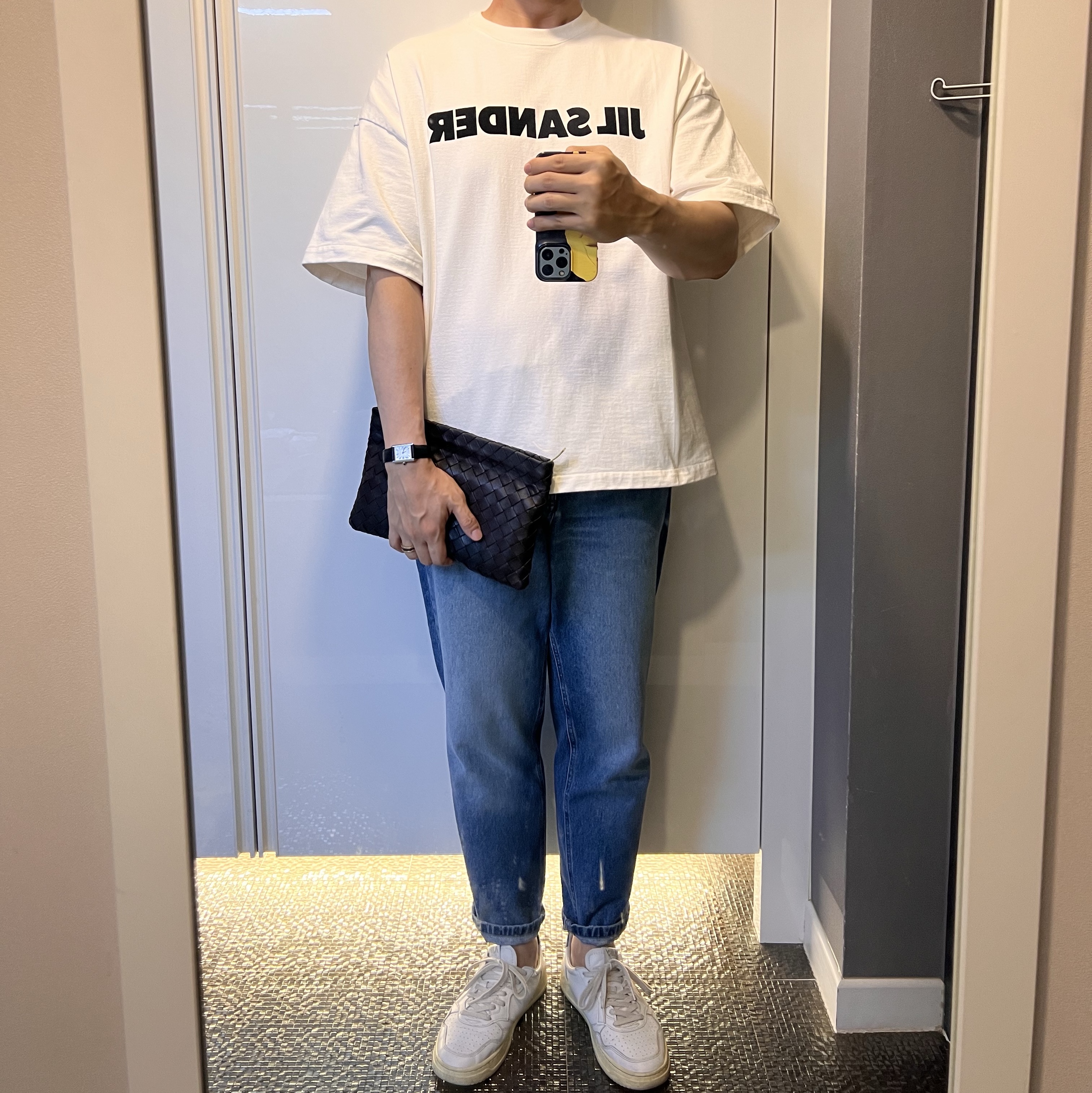Jil Sander Logo T-Shirt Natural - 22FW 착용 스타일