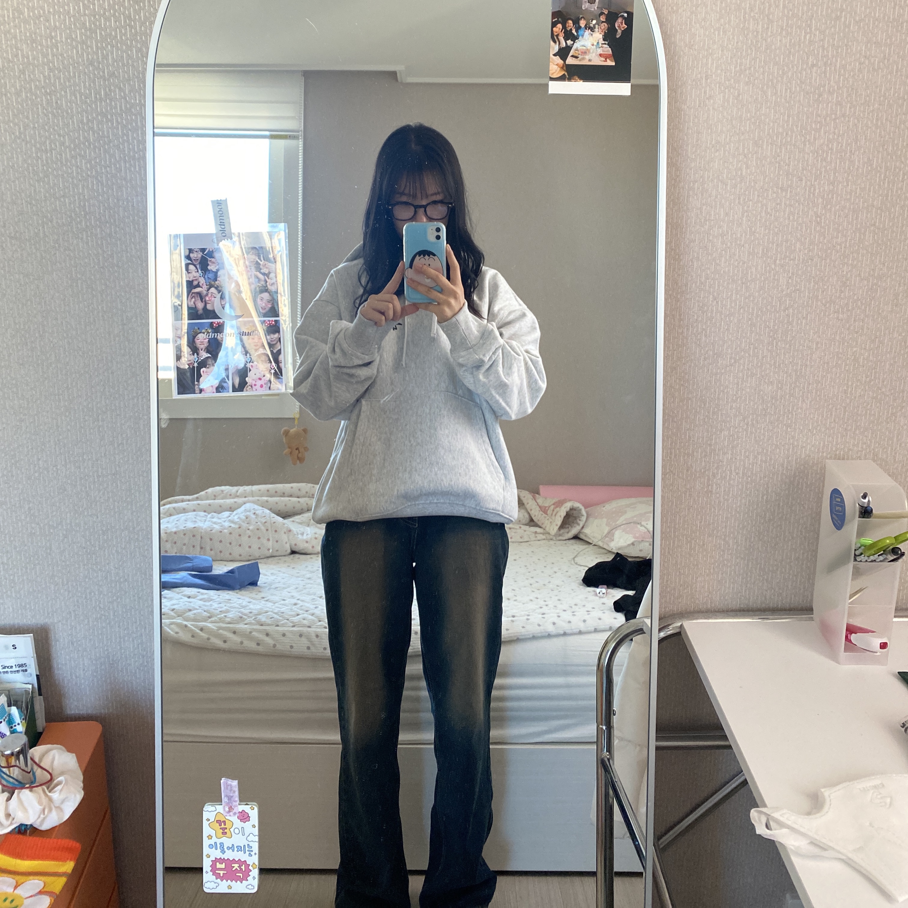 Stussy Basic Stussy Hoodie Ash Heather 2023 착용 스타일 - 2