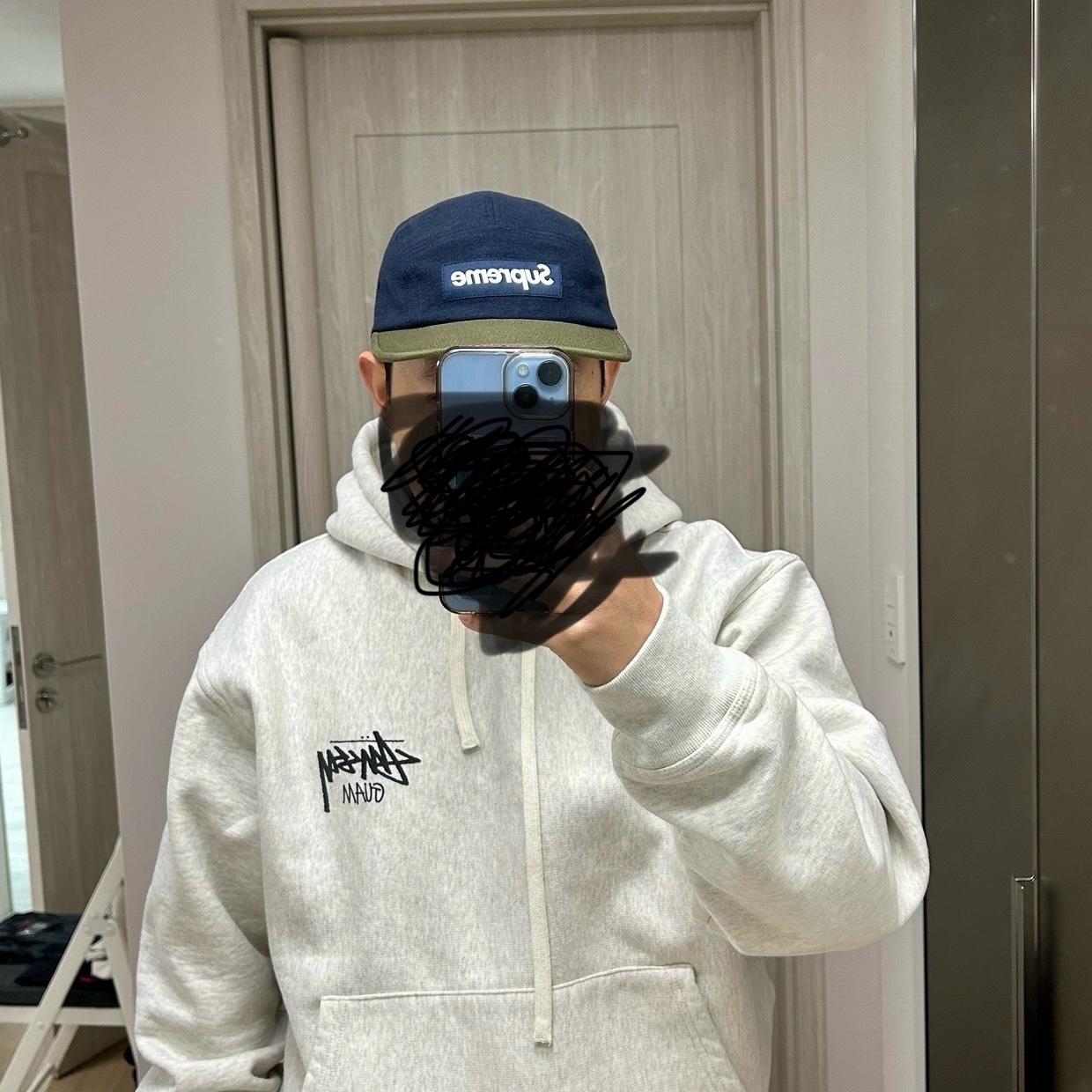 Supreme 2-Tone Camp Cap Navy - 23FW 착용 스타일 - 2