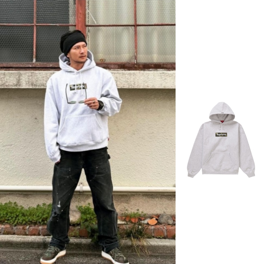 Supreme Box Logo Hooded Sweatshirt Ash Grey - 23FW ์ฐฉ์ฉ ์คํ์ผ - 1
