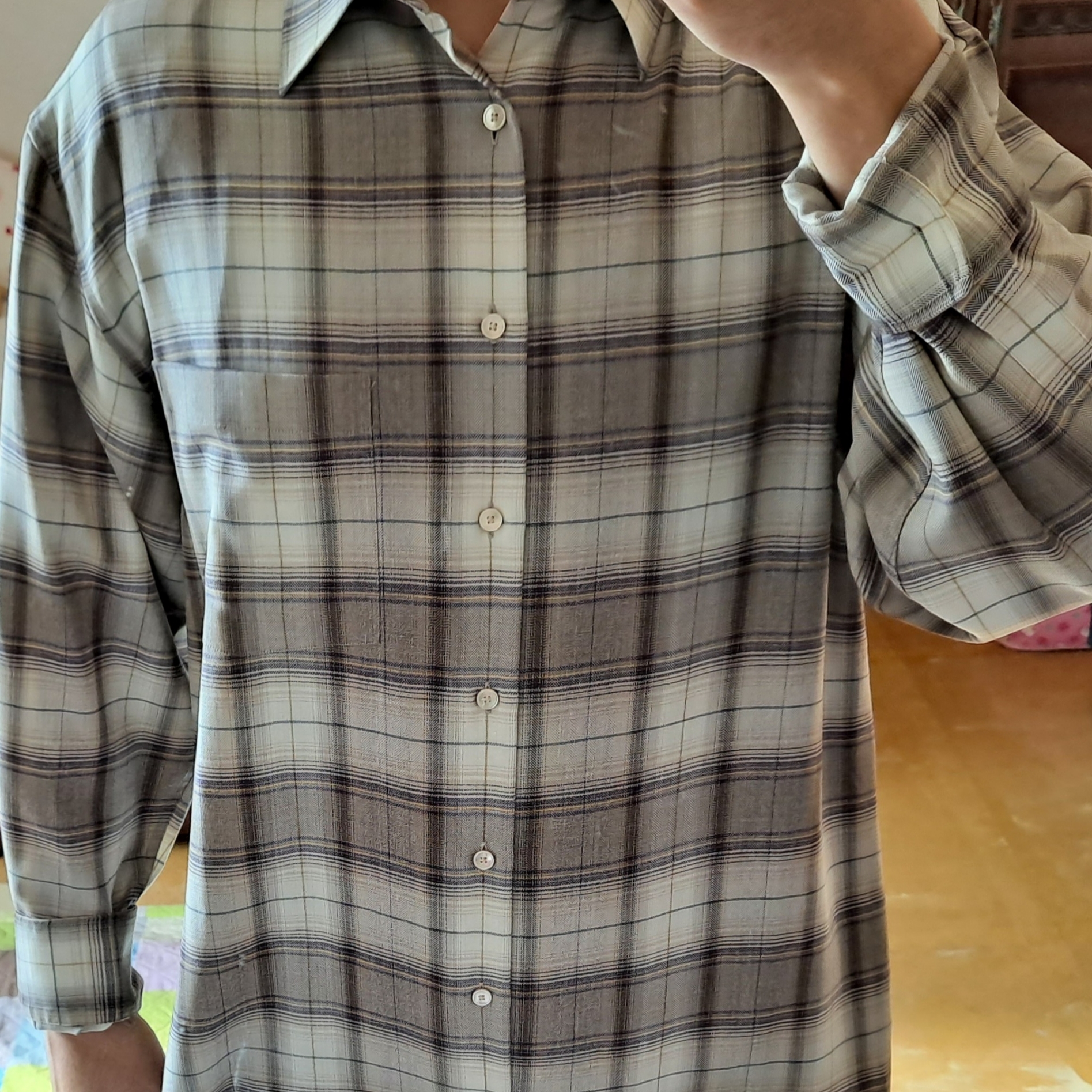 Auralee Super Light Wool Check Shirt Light Brown Check - 23AW 착용 스타일