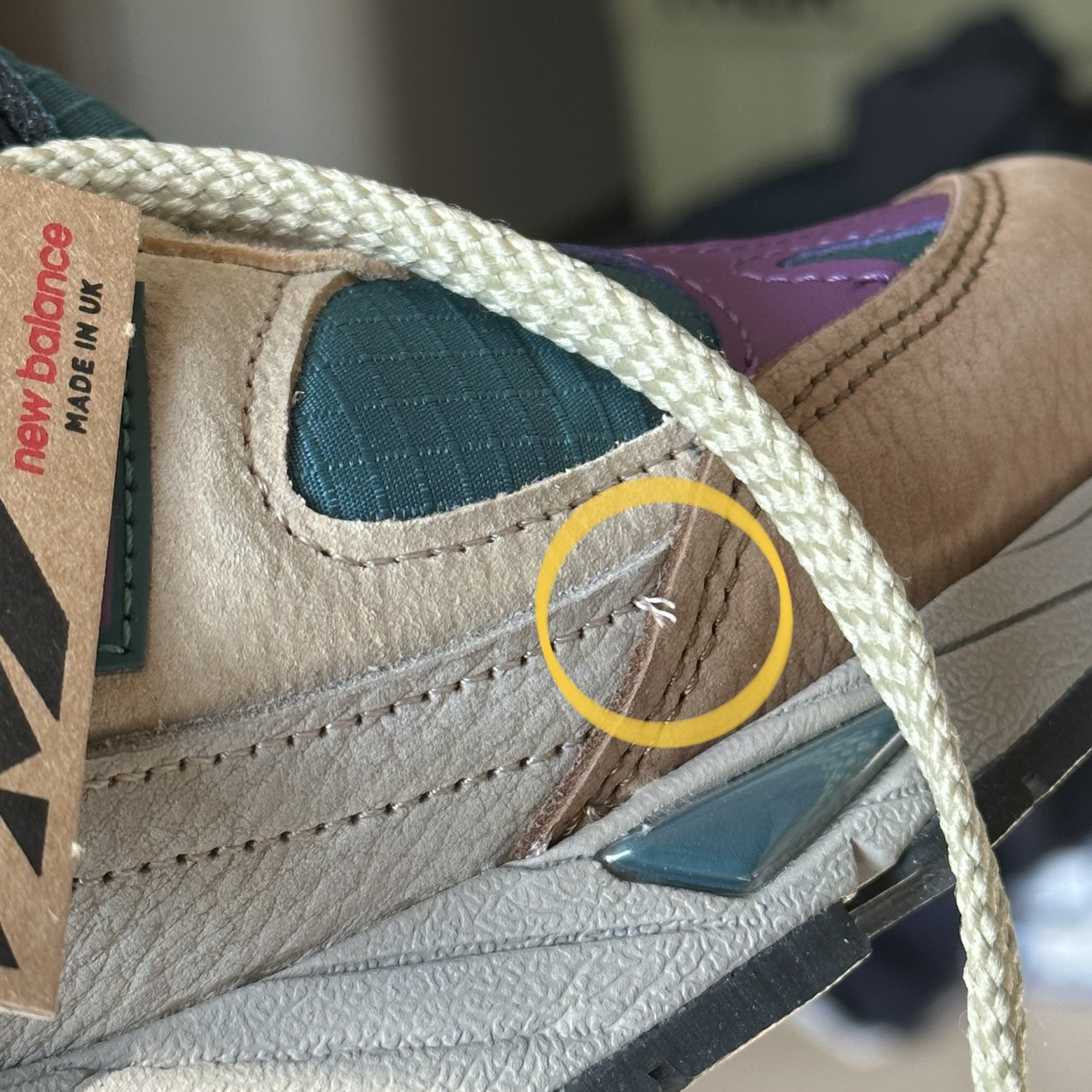 New Balance x Palace 991 Made in UK Teal Brown 착용 스타일 - 4