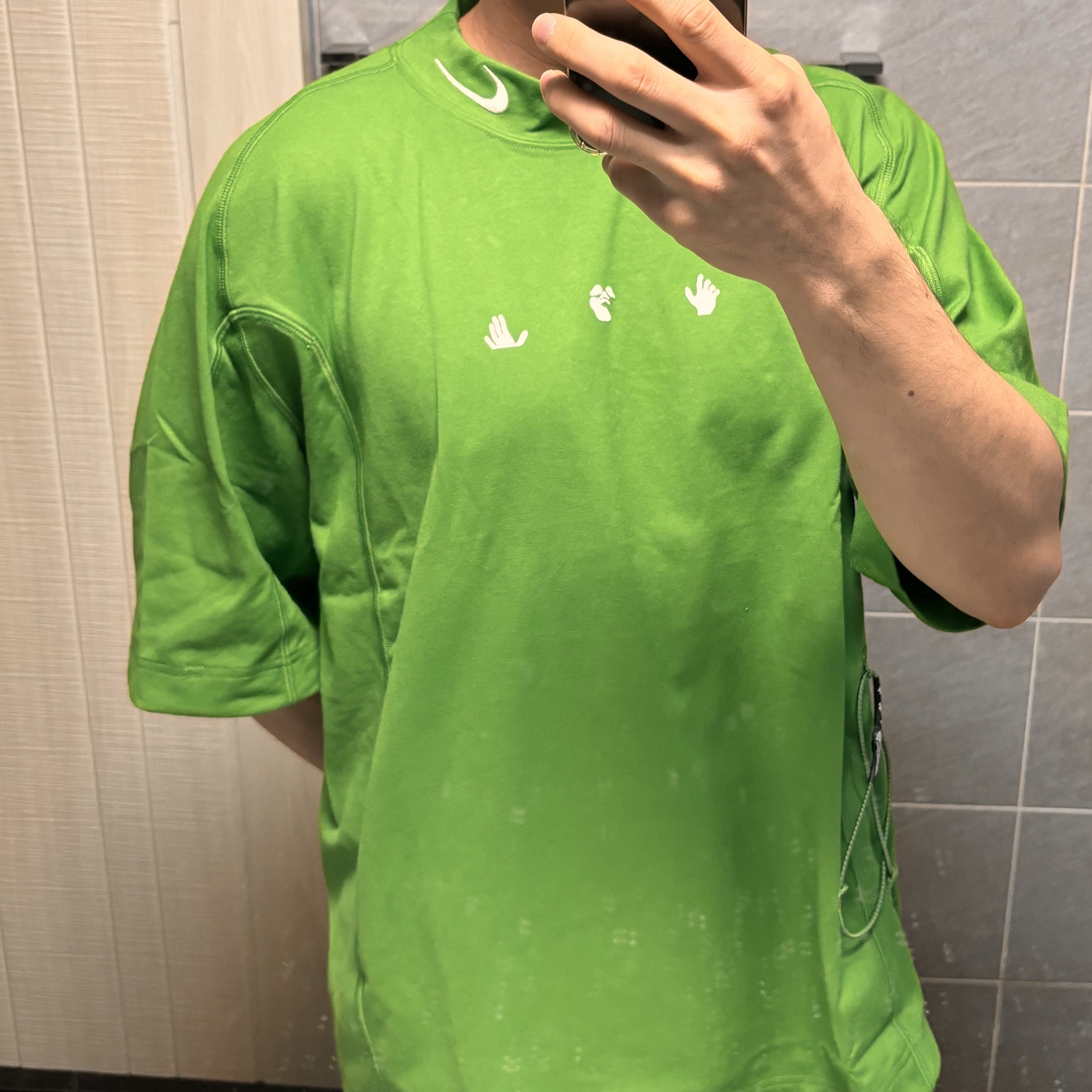 Nike x Off-White Mock Neck Short Sleeve Top Kelly Green - Asia 착용 스타일 - 1