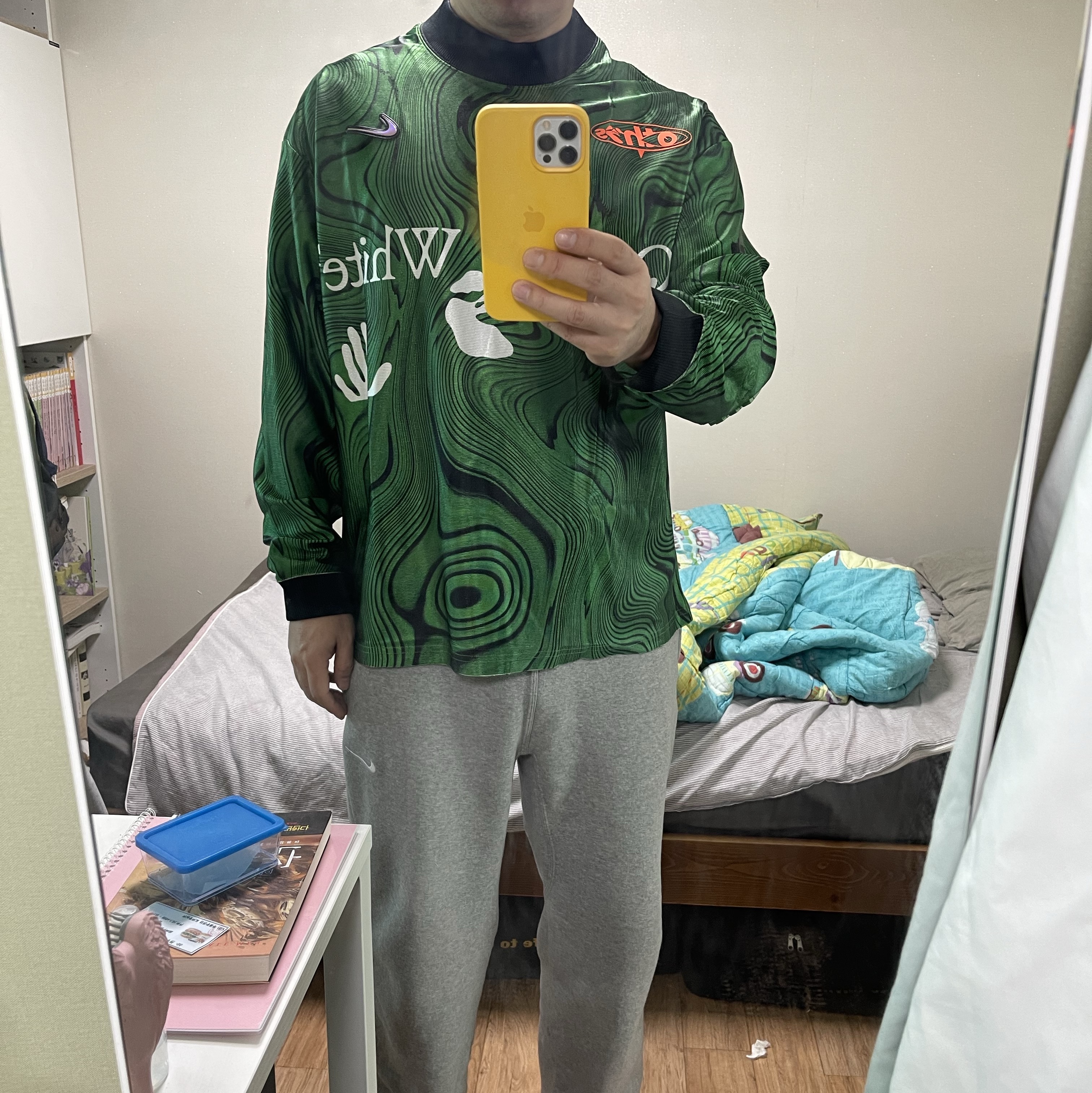 Nike x Off-White Allover Print Jersey Kelly Green - Asia 착용 스타일