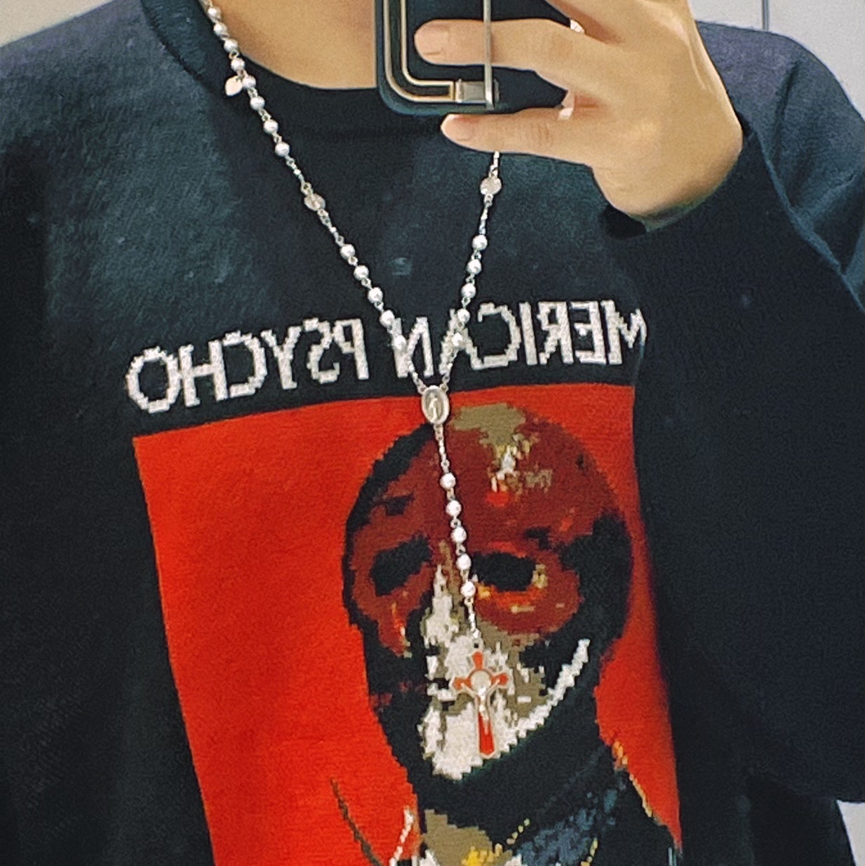 Supreme American Psycho Sweater Black - 23FW, Balenciaga Defender Sneakers Black 착용 스타일 - 3
