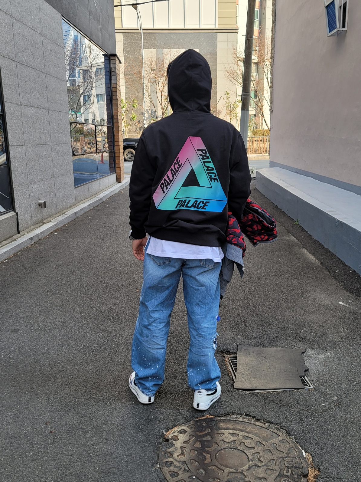 Zara x Ader Error Patchwork Jeans Blue, Nike x Peaceminusone Air Force 1 Low Para-Noise 2.0 착용 스타일