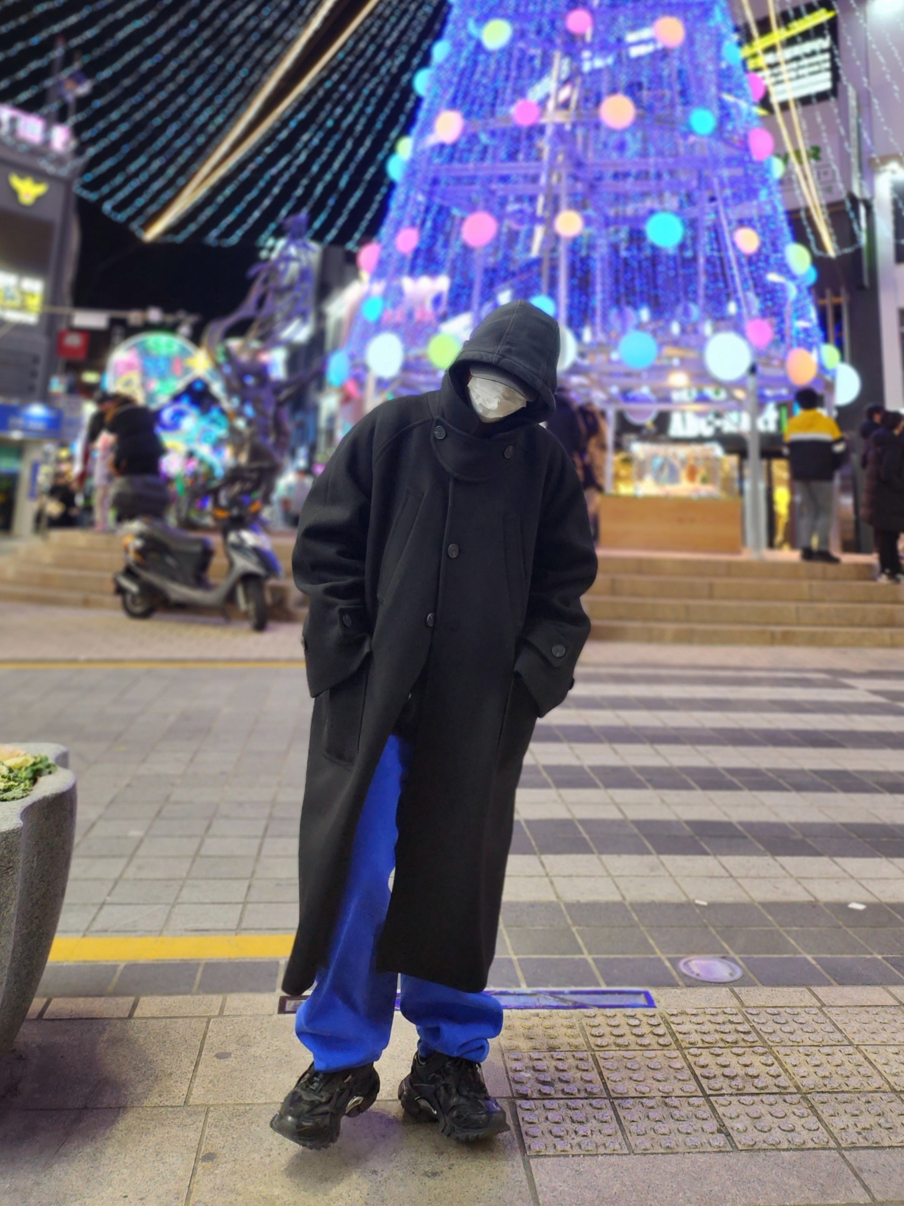 Undermycar Legion.02 Balmacaan Oversized Wool Coat Black, Nike x Stussy NRG Acid Washed Fleece Pants Game Royal (DR4025-480) 착용 스타일