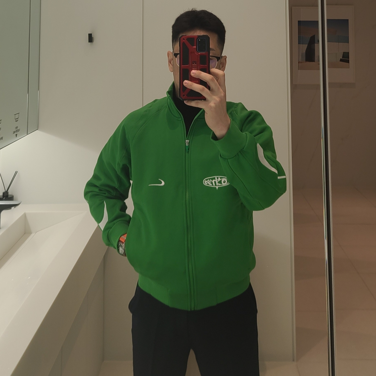 Nike x Off-White Mock Neck Track Jacket Kelly Green - Asia 착용 스타일 - 1