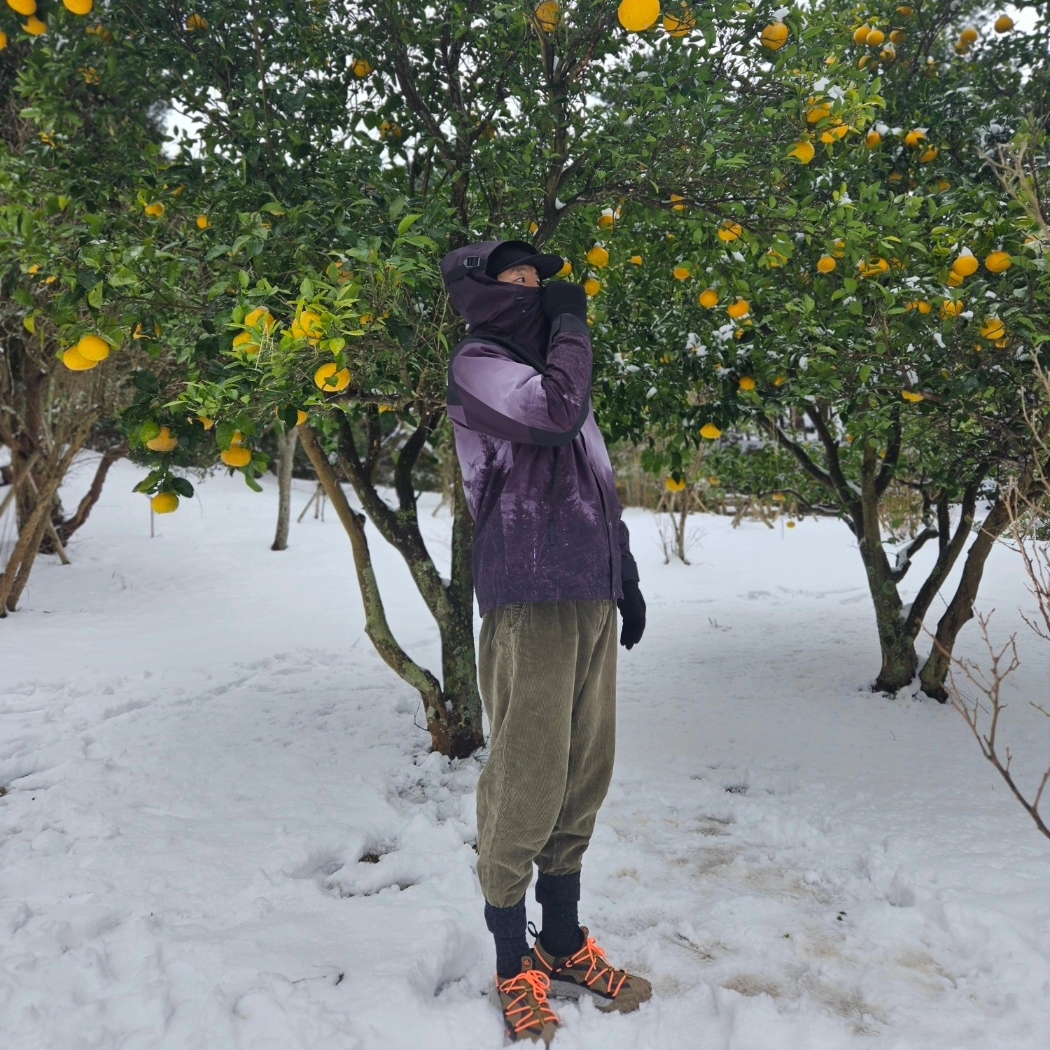 Nike ACG Mountain Fly Low Gore-Tex SE Hazel Rush, The North Face Eco Gore-Tex Mountain Vista Jacket Dark Gray 착용 스타일 - 1