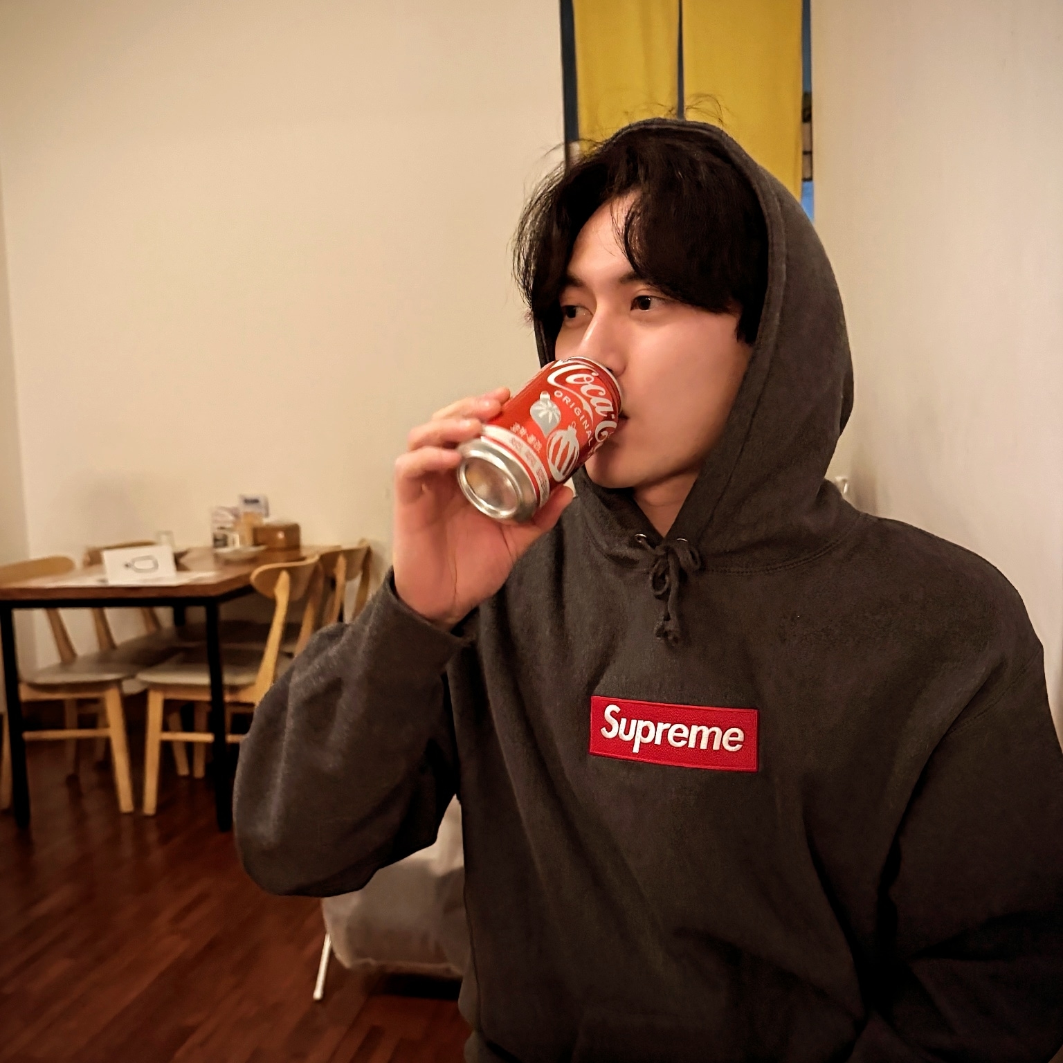 Supreme Box Logo Hooded Sweatshirt Charcoal - 21FW 착용 스타일
