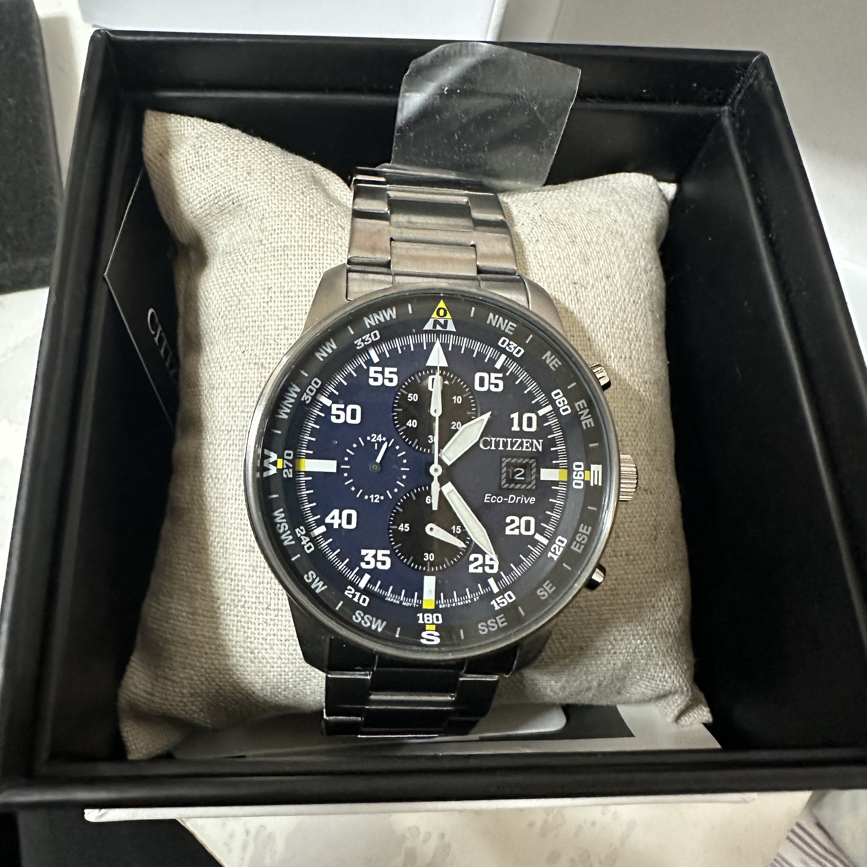 Citizen Chronograph Eco-Drive 44mm Stainless Steel Blue Silver 착용 스타일 - 1