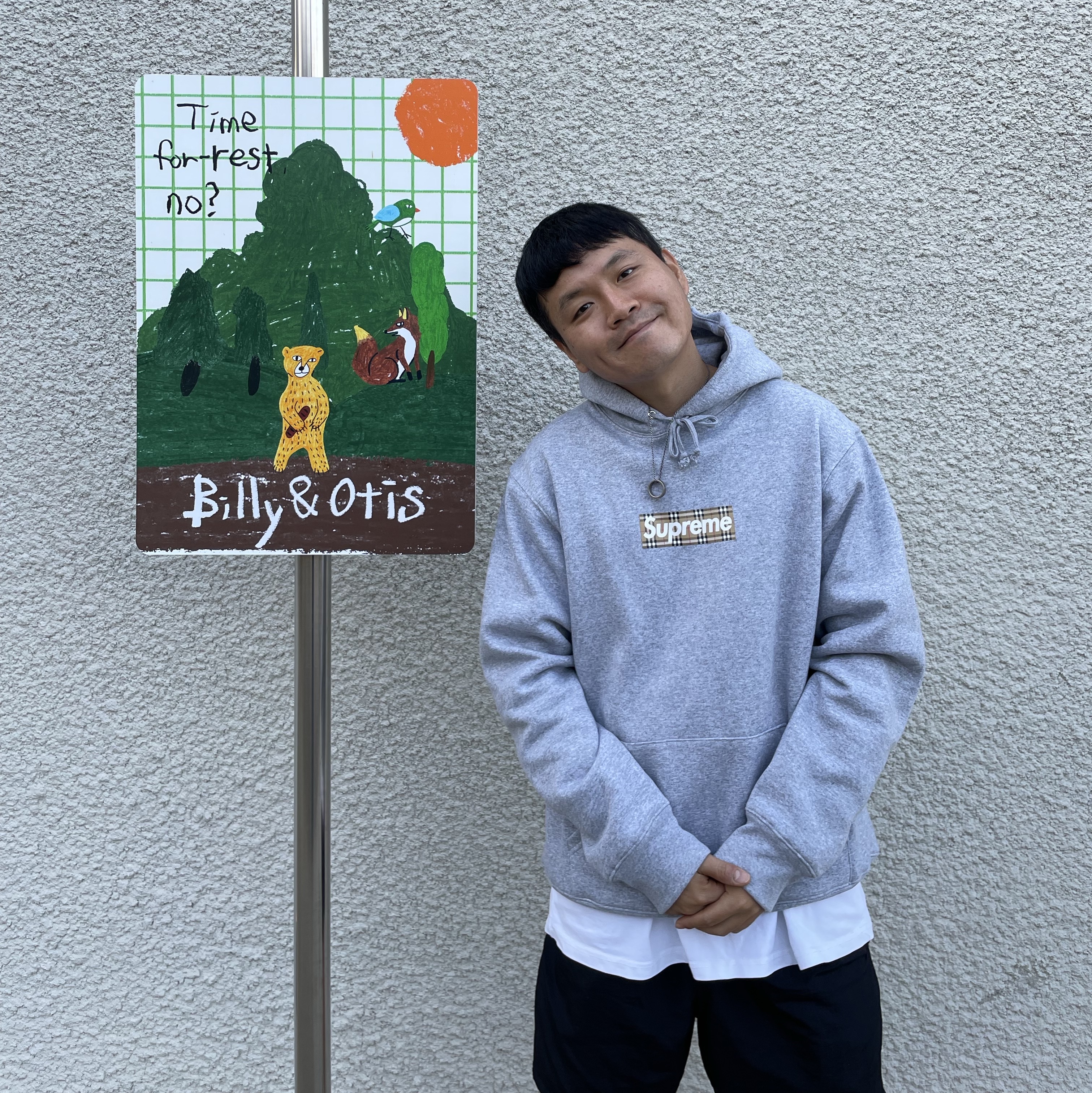 Supreme x Burberry Box Logo Hooded Sweatshirt Heather Grey - 22SS, Supreme Nylon Water Shorts Black - 20SS 착용 스타일 - 2
