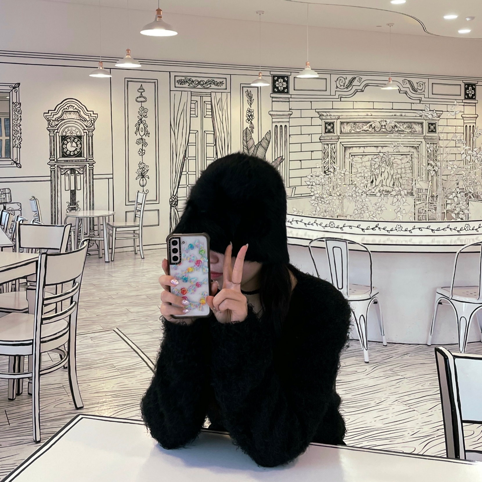 Casetify x Thisisneverthat iPhone Sticker Magsafe Impact Case Clear Black 착용 스타일