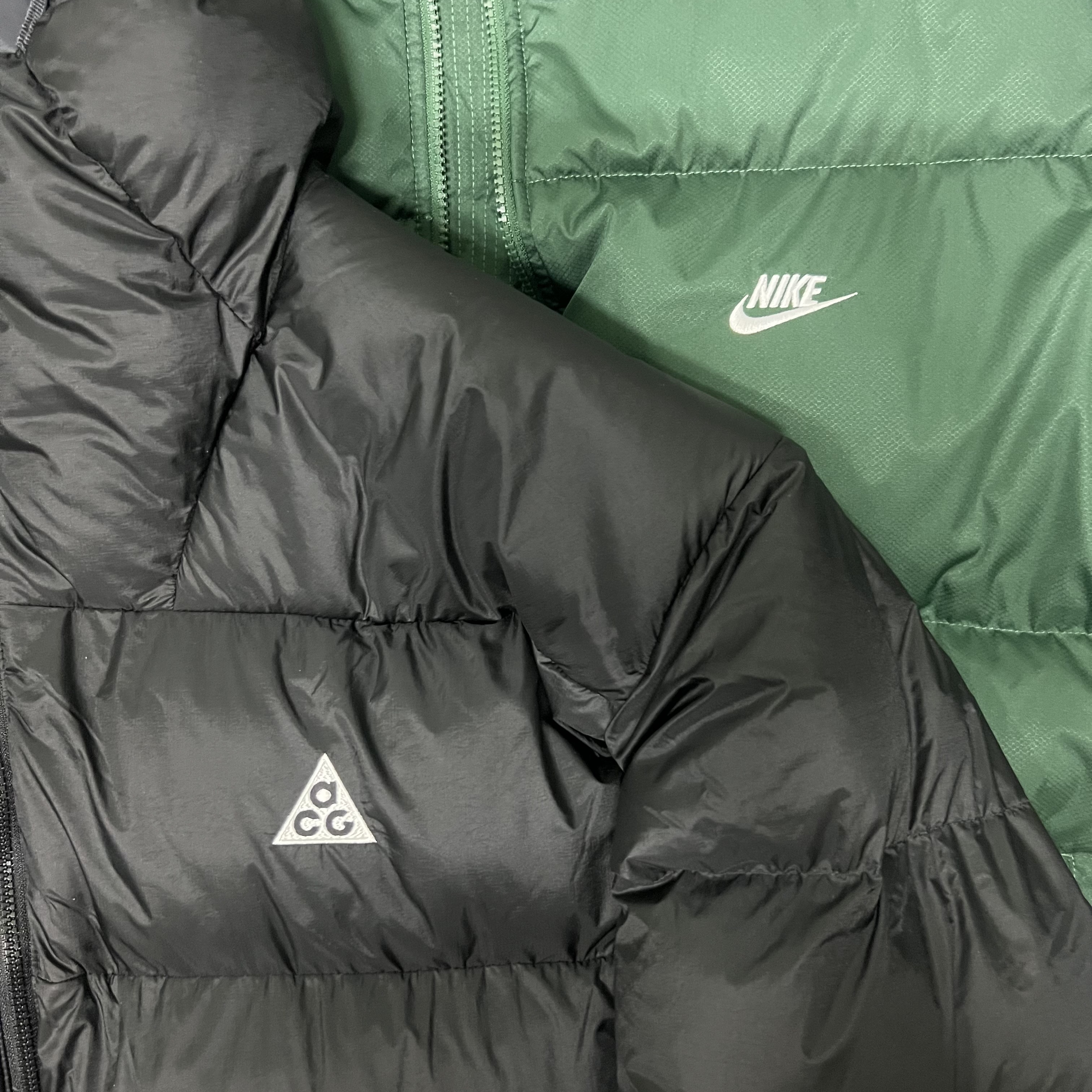 Nike ACG Therma-Fit ADV Lunar Lake Puffer Jacket Black - Asia, Nike NSW Puffer Jacket Fir - Asia 착용 스타일