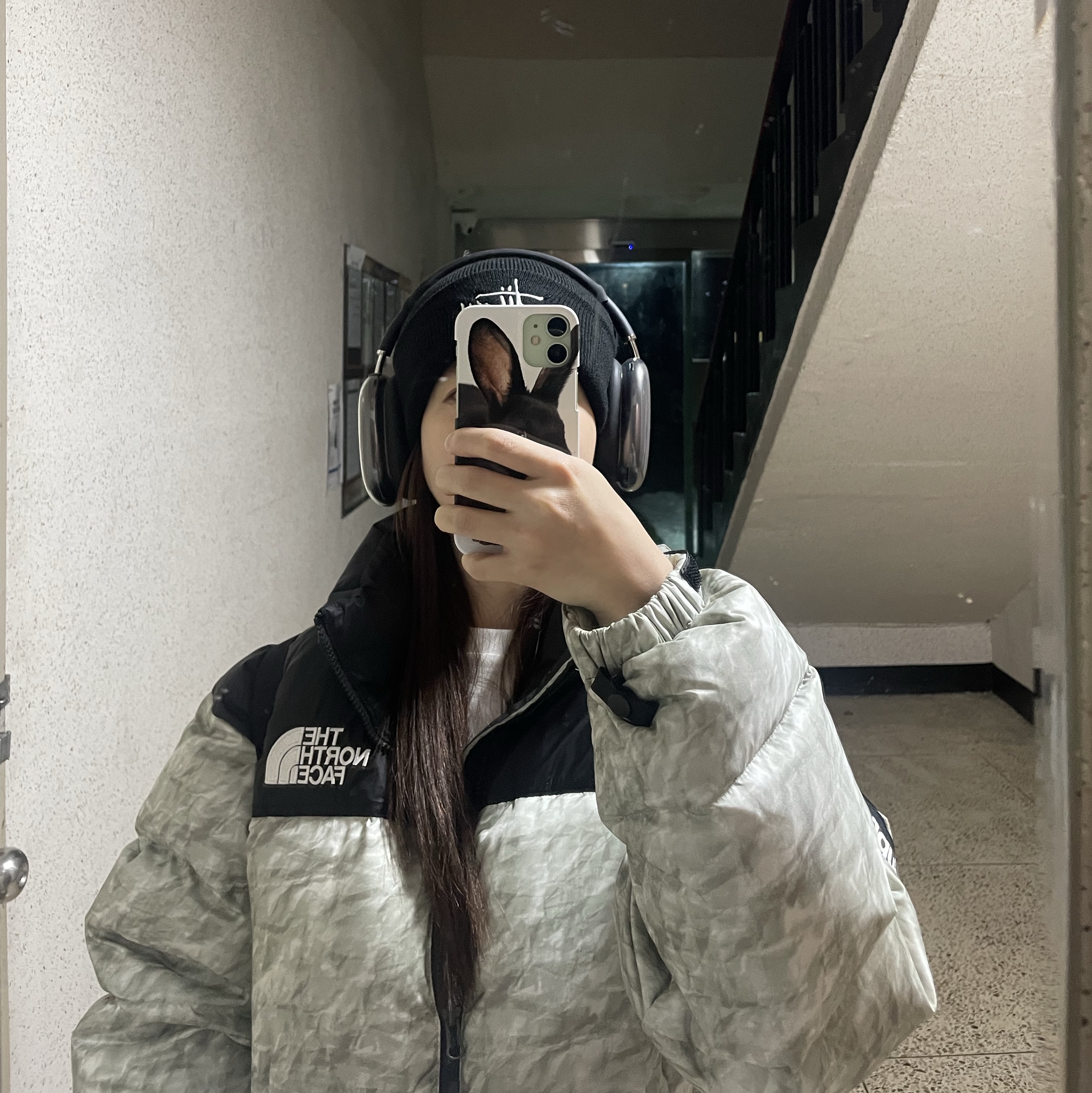 Apple AirPods Max Lightning Space Gray (Korean Ver.), Supreme x The North Face Paper Print Nuptse Jacket - 19FW 착용 스타일 - 2