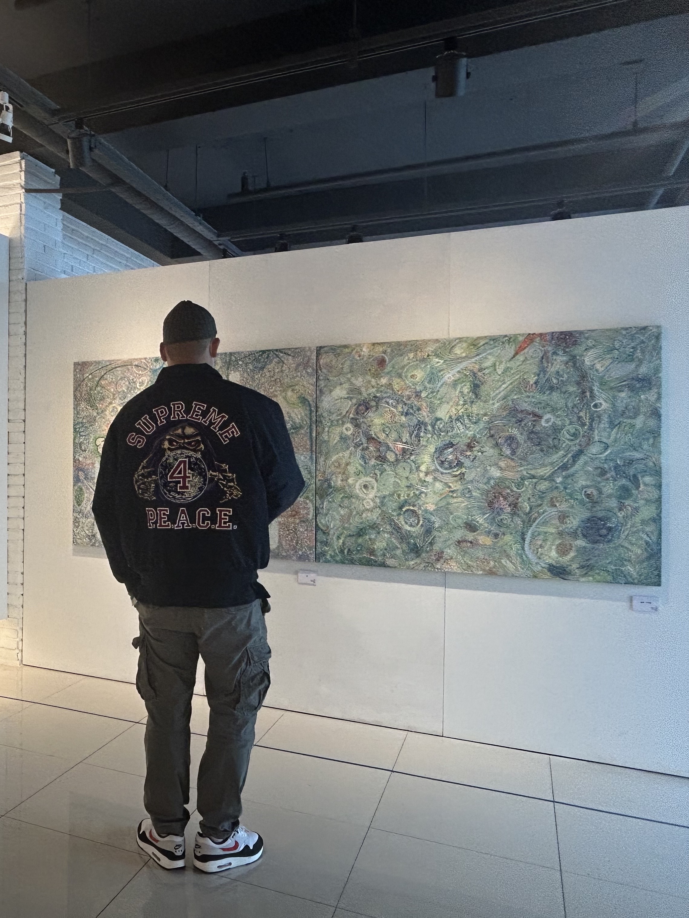 Supreme Peace Embroidered Work Jacket Navy - 23FW 착용 스타일