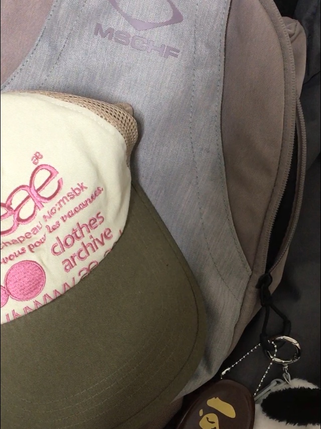 Mischief Rhombus Backpack Pink Grey, BAPE Ape Head Coin Case M Brown 착용 스타일