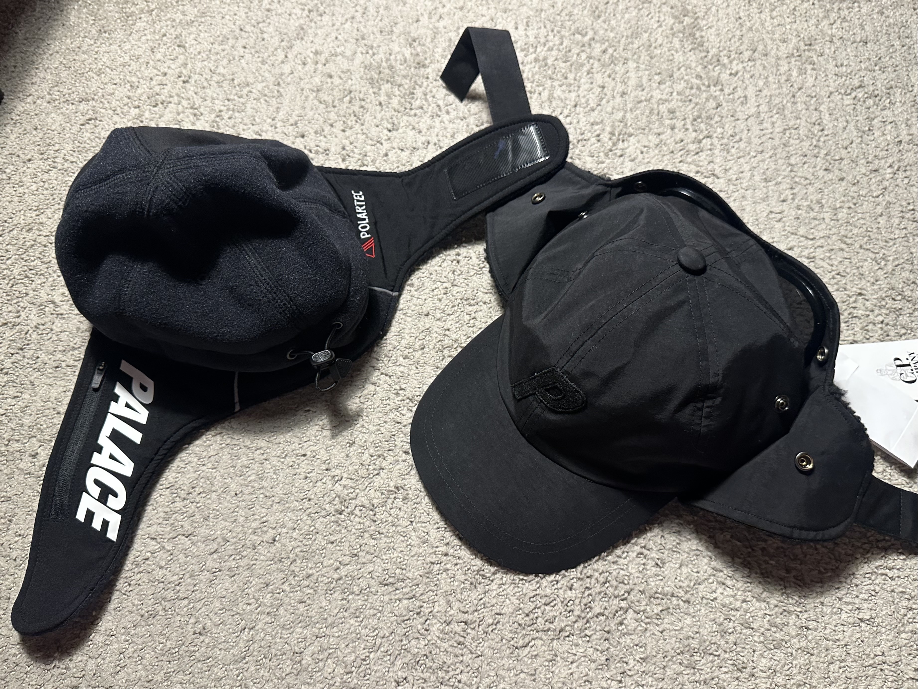 Palace x C.P. Company Goggle Ear Flap P-Cap Black - 23FW, Palace Polartec Warmdome Earflap 5-Panel Black - 23FW 착용 스타일 - 4