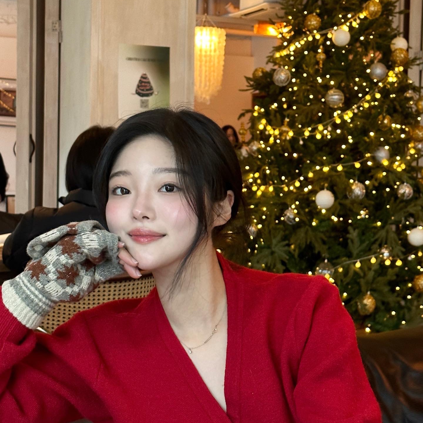 (W) Vivienne Westwood Orb Logo Mitten Cover Gloves Gray 착용 스타일 - 3